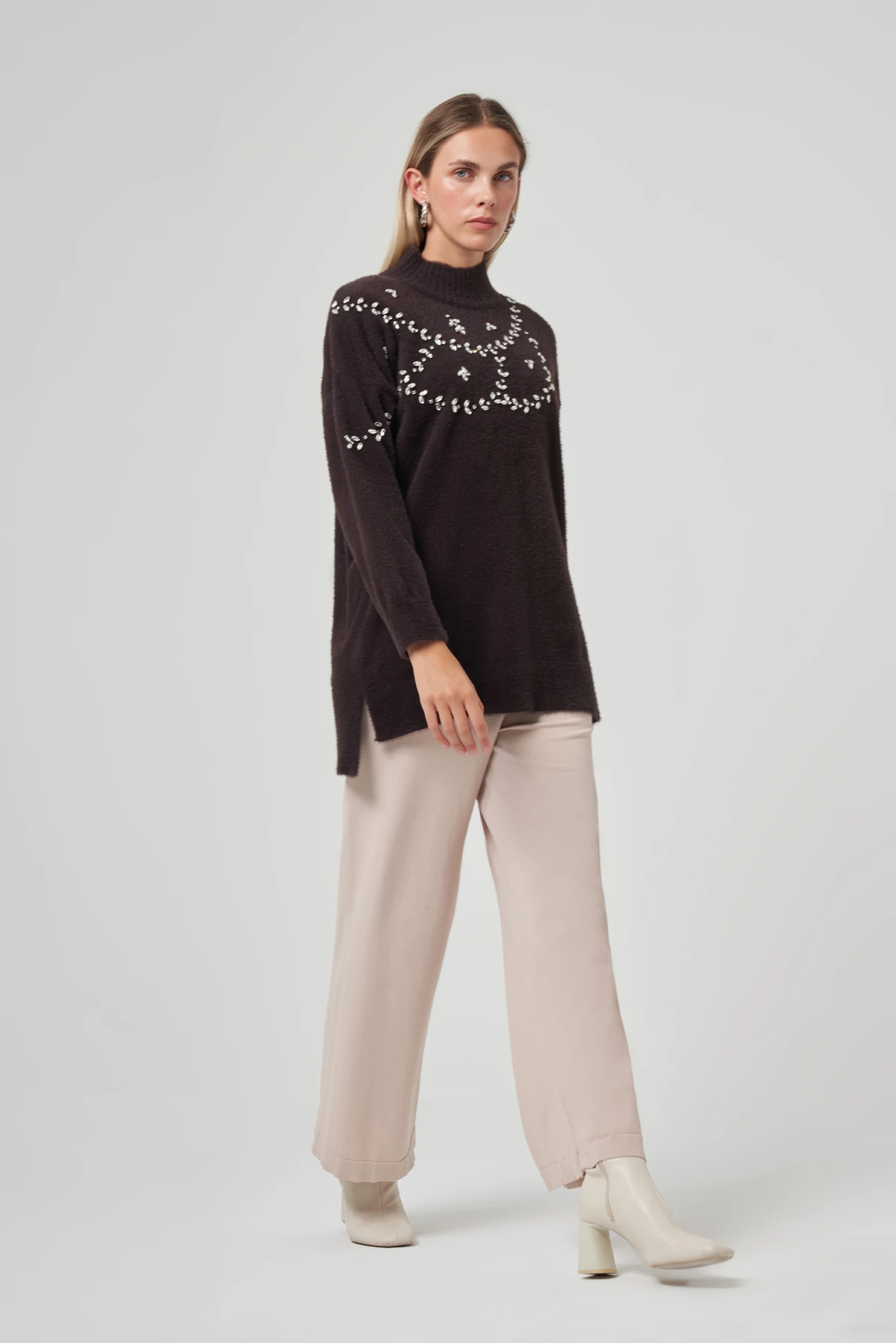 NUSS EVONA ANGORA TUNİK - KAHVE