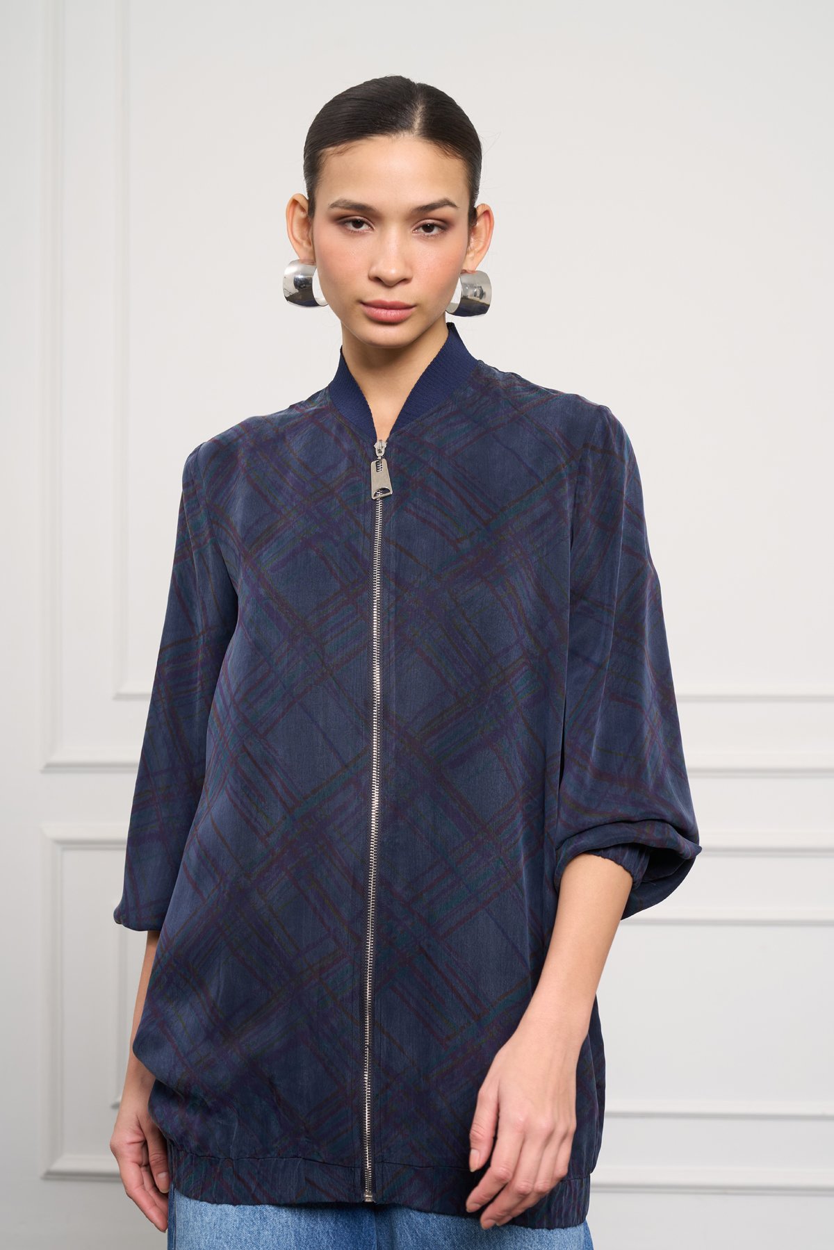 NUSS LEA BOMBER KAP - LACİVERT