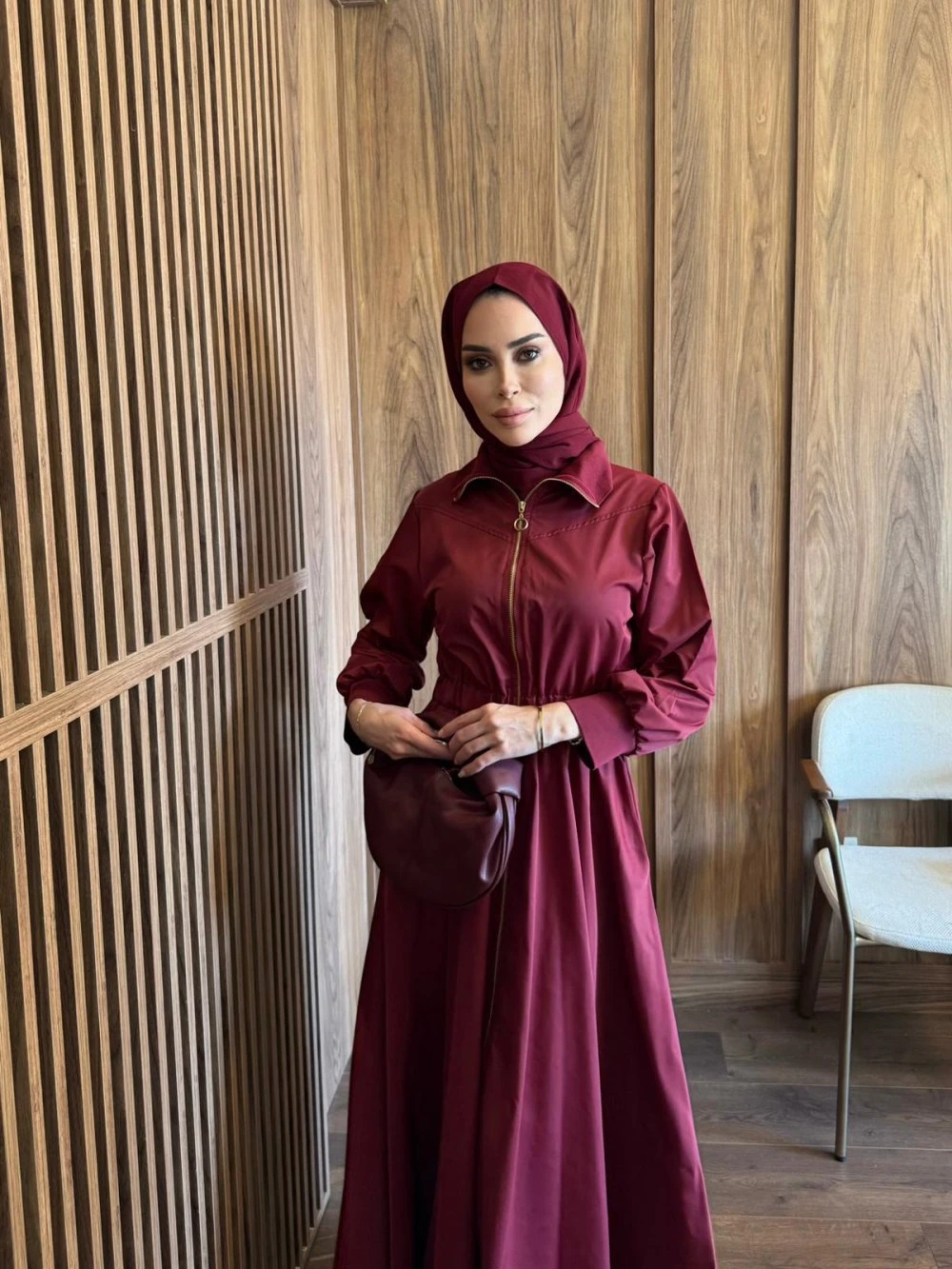 MERWİSH KOLEJ ELBİSE - BORDO