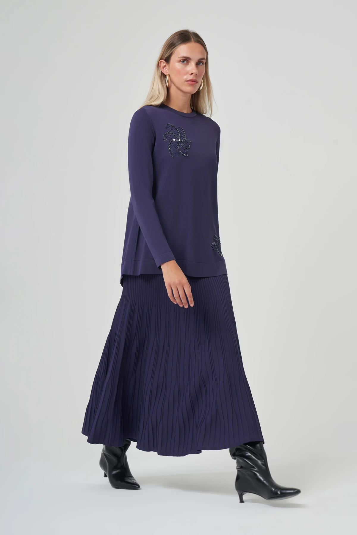 MATİ PULLU ETEKLİ TAKIM - LACİVERT