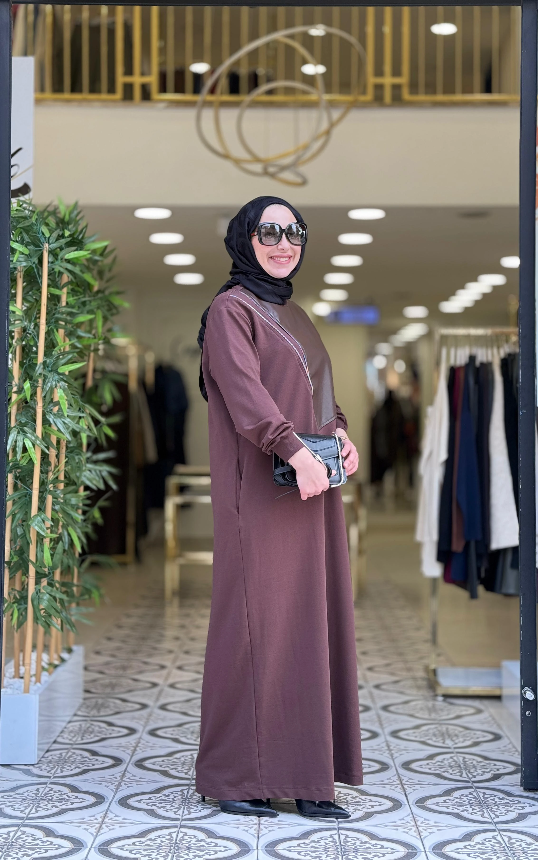 DİLVİ FERMUARLI DERİ ELBİSE