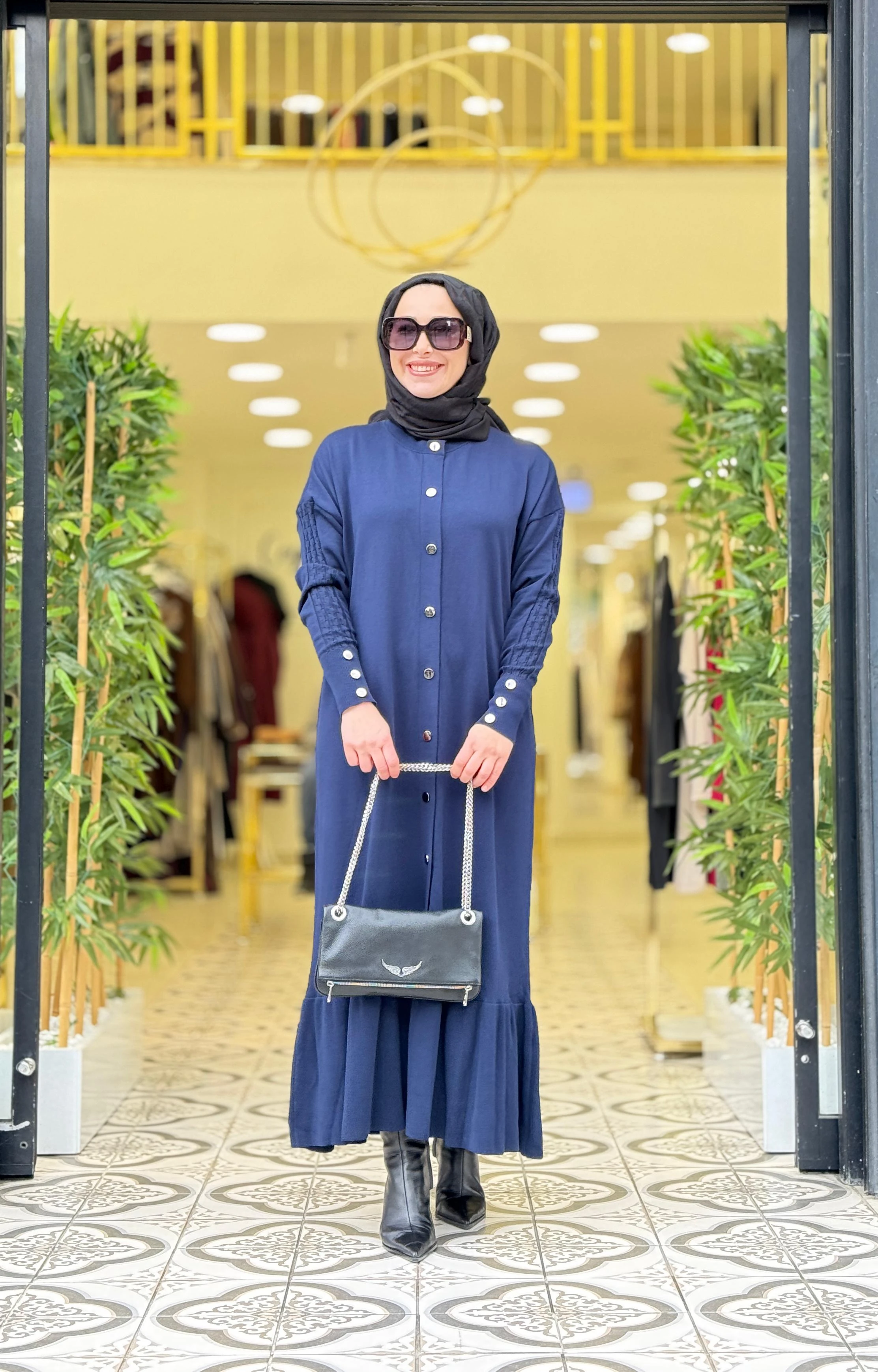 KNIT SAWARA ELBİSE - LACİVERT