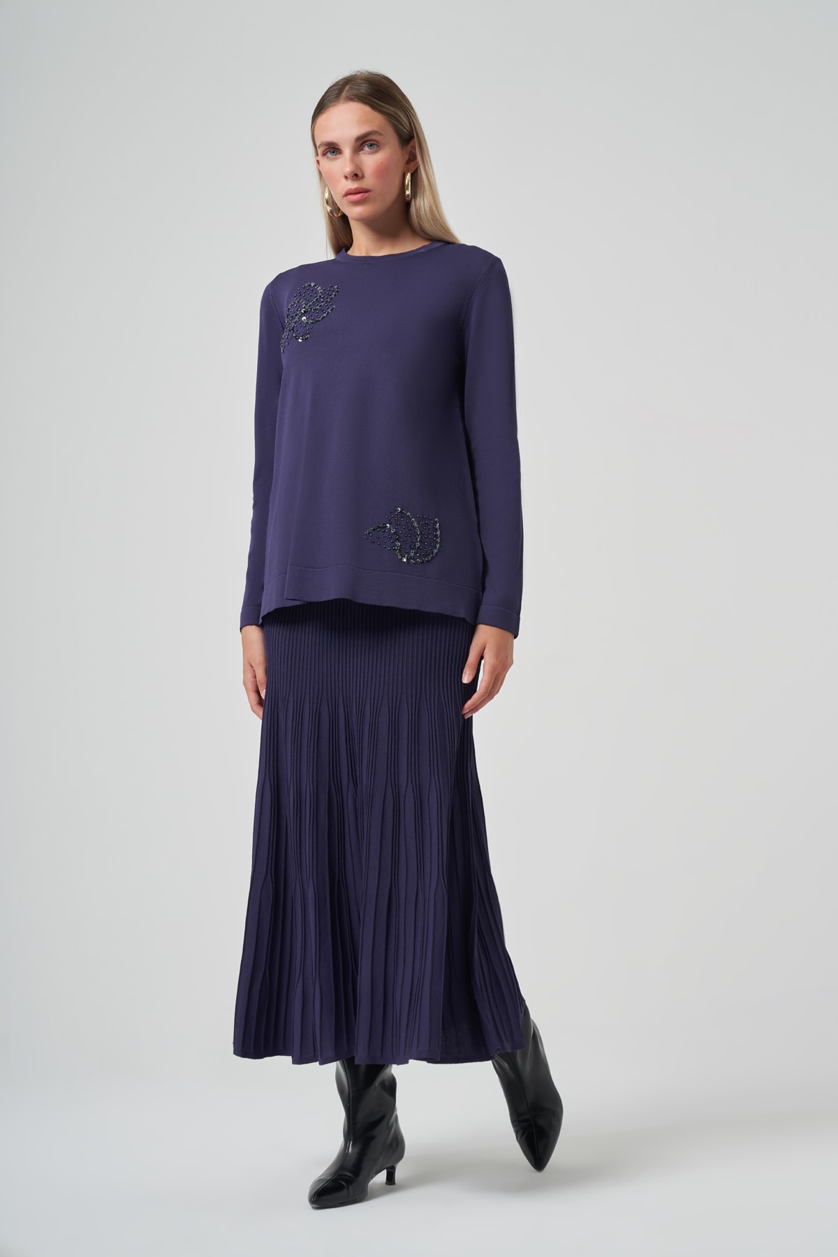 MATİ PULLU ETEKLİ TAKIM - LACİVERT