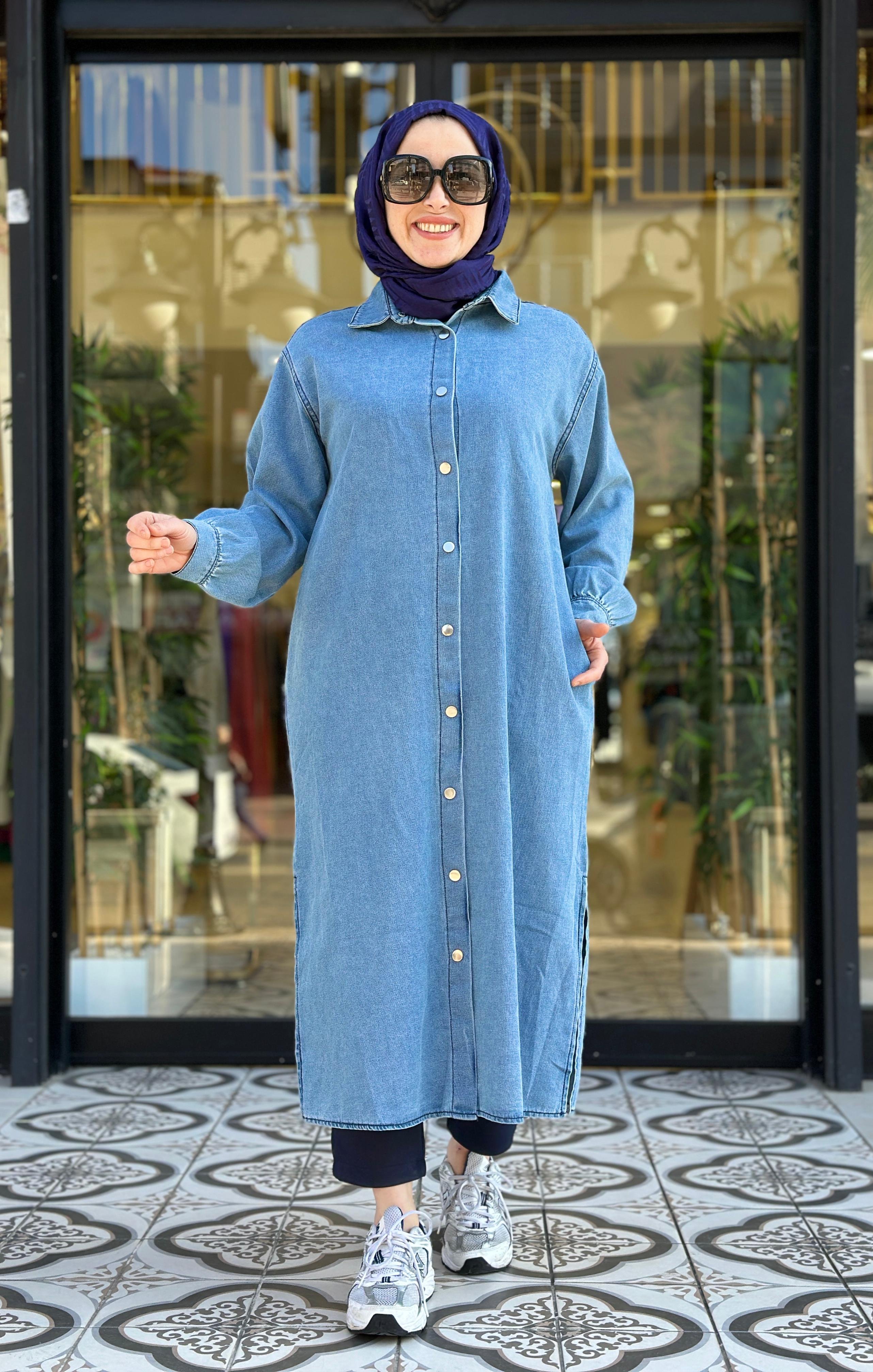 CİTY UZUN DENİM KAP - LACİVERT