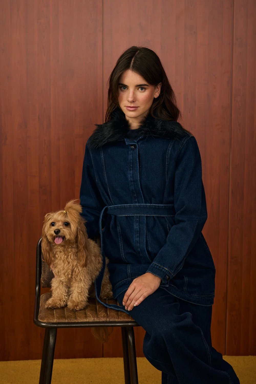 MERWİSH KÜRK DENİM CEKET - LACİVERT