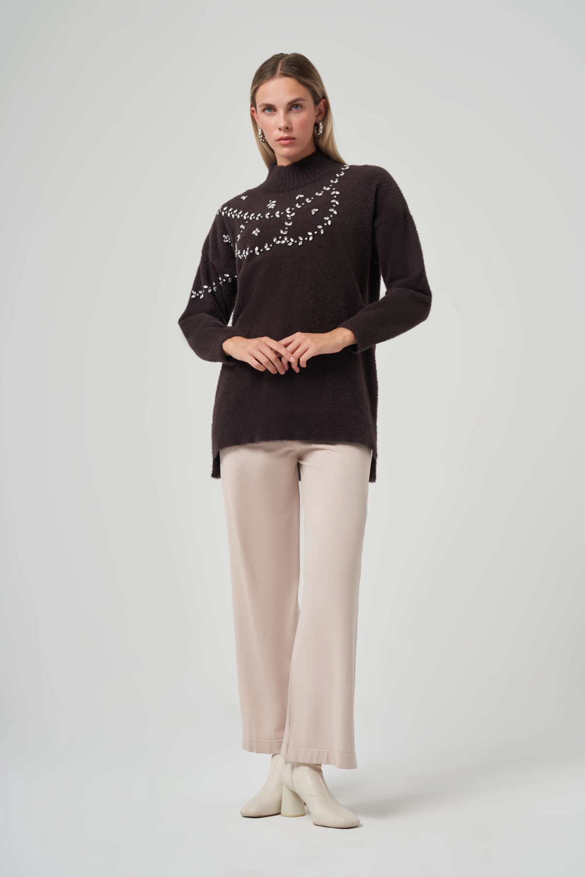 NUSS EVONA ANGORA TUNİK - KAHVE