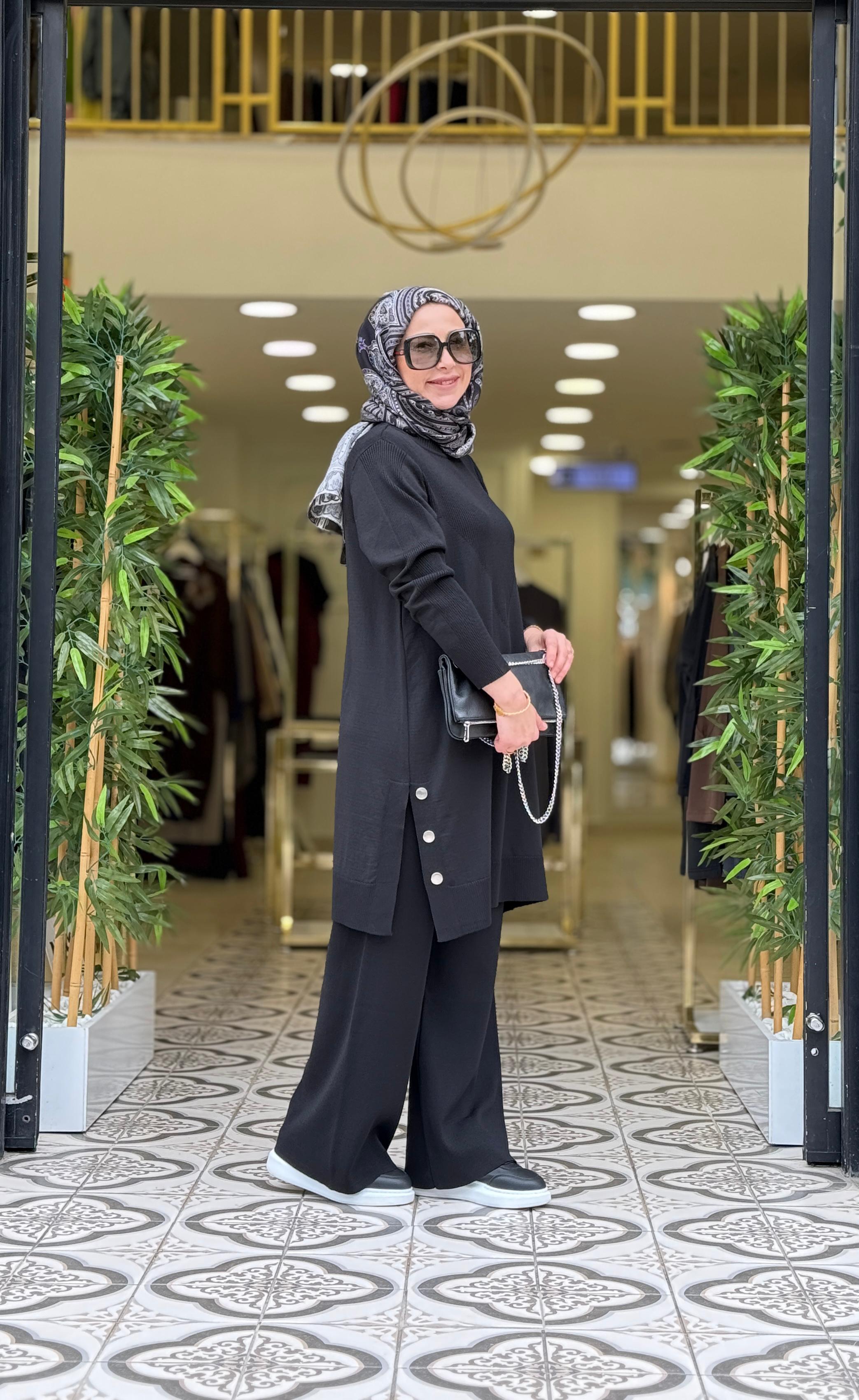 AHU PANTOLON TRİKO TAKIM - SİYAH