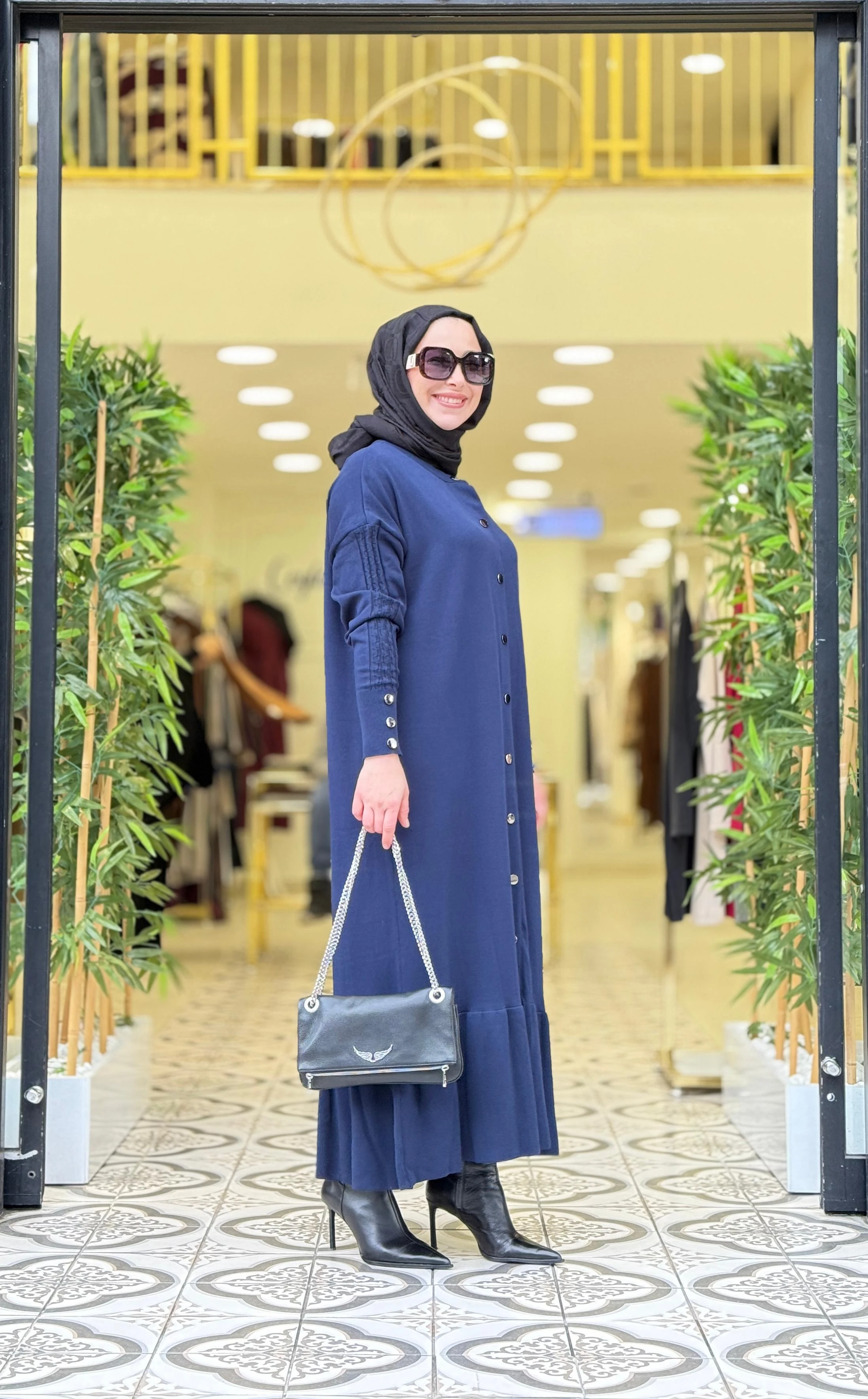 KNIT SAWARA ELBİSE - LACİVERT