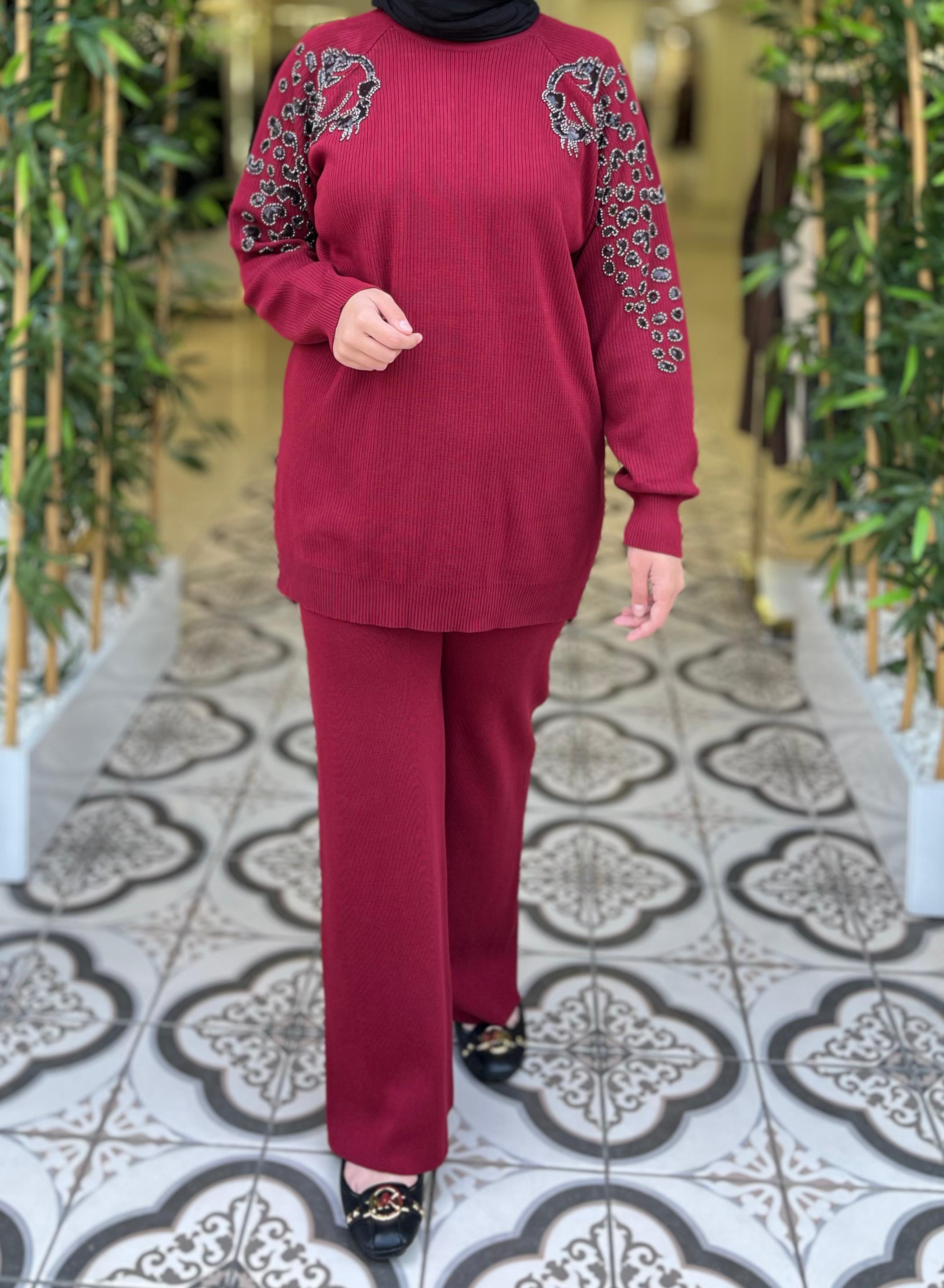 DAFNA TRİKO PANTOLON TAKIM - BORDO