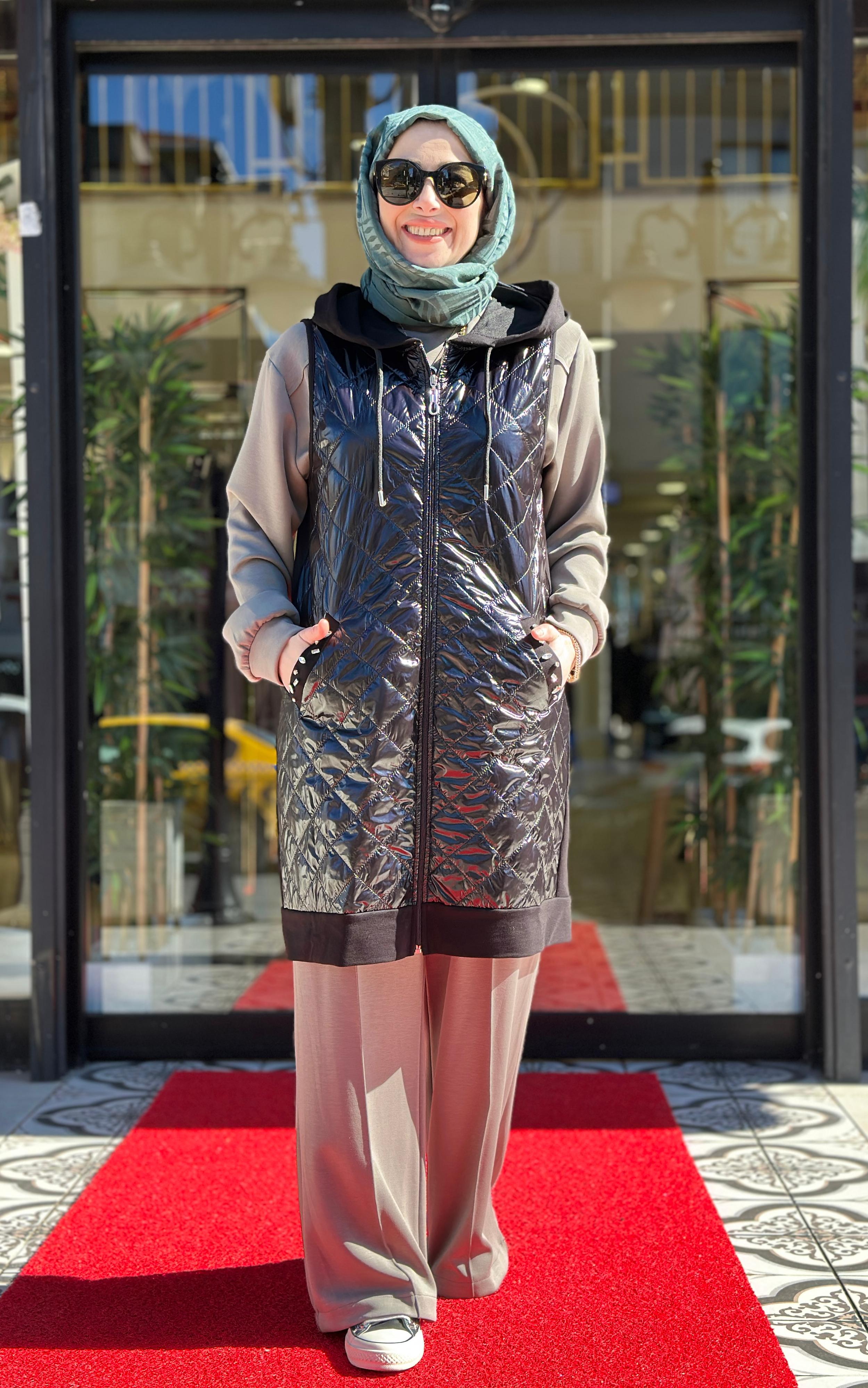 SHENO TAŞLI YELEK - SİYAH