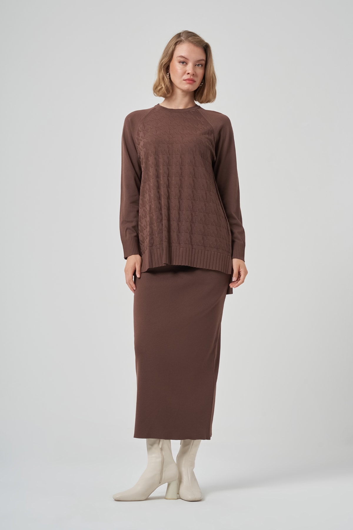 NUSS LOOK ETEKLİ TAKIM - KAHVE