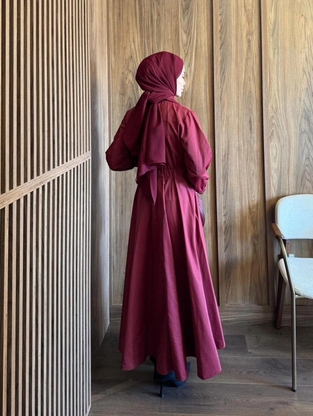 MERWİSH KOLEJ ELBİSE - BORDO