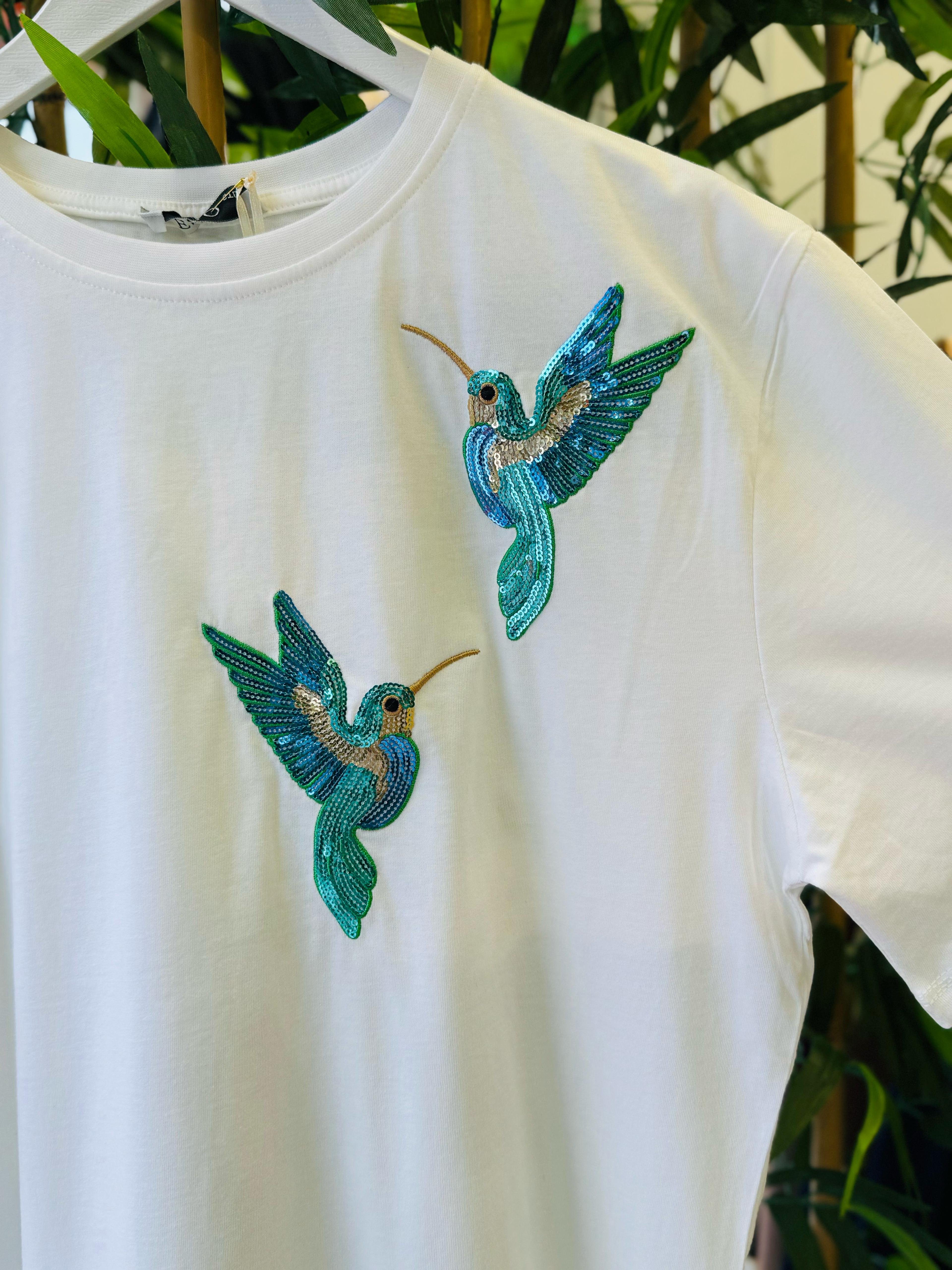 KUŞLU TSHIRT - BEYAZ
