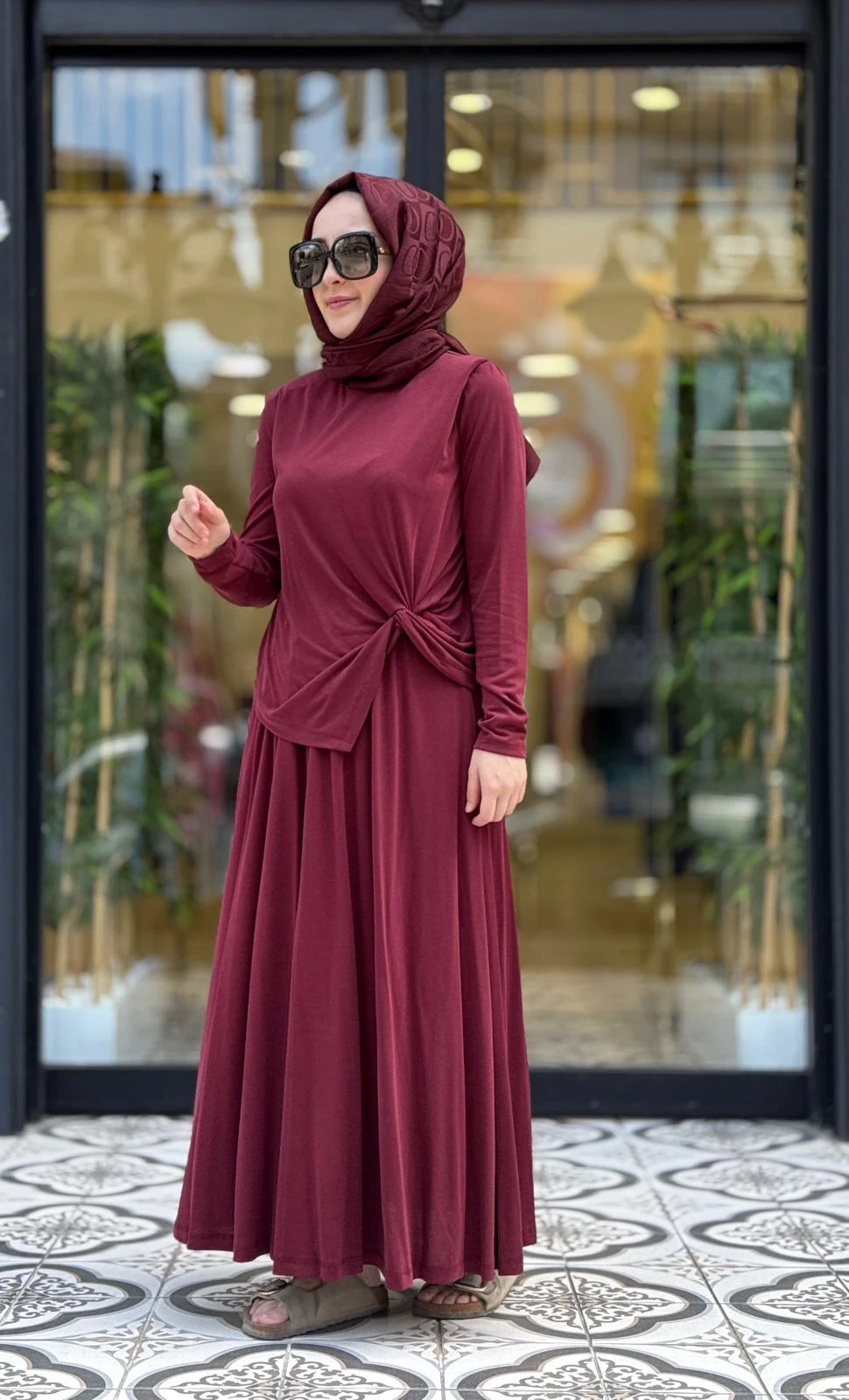 MADONNA ETEKLİ TAKIM - BORDO