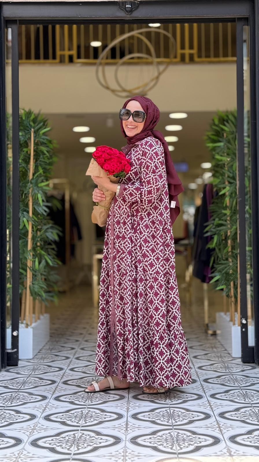FLORA ELBİSE - BORDO