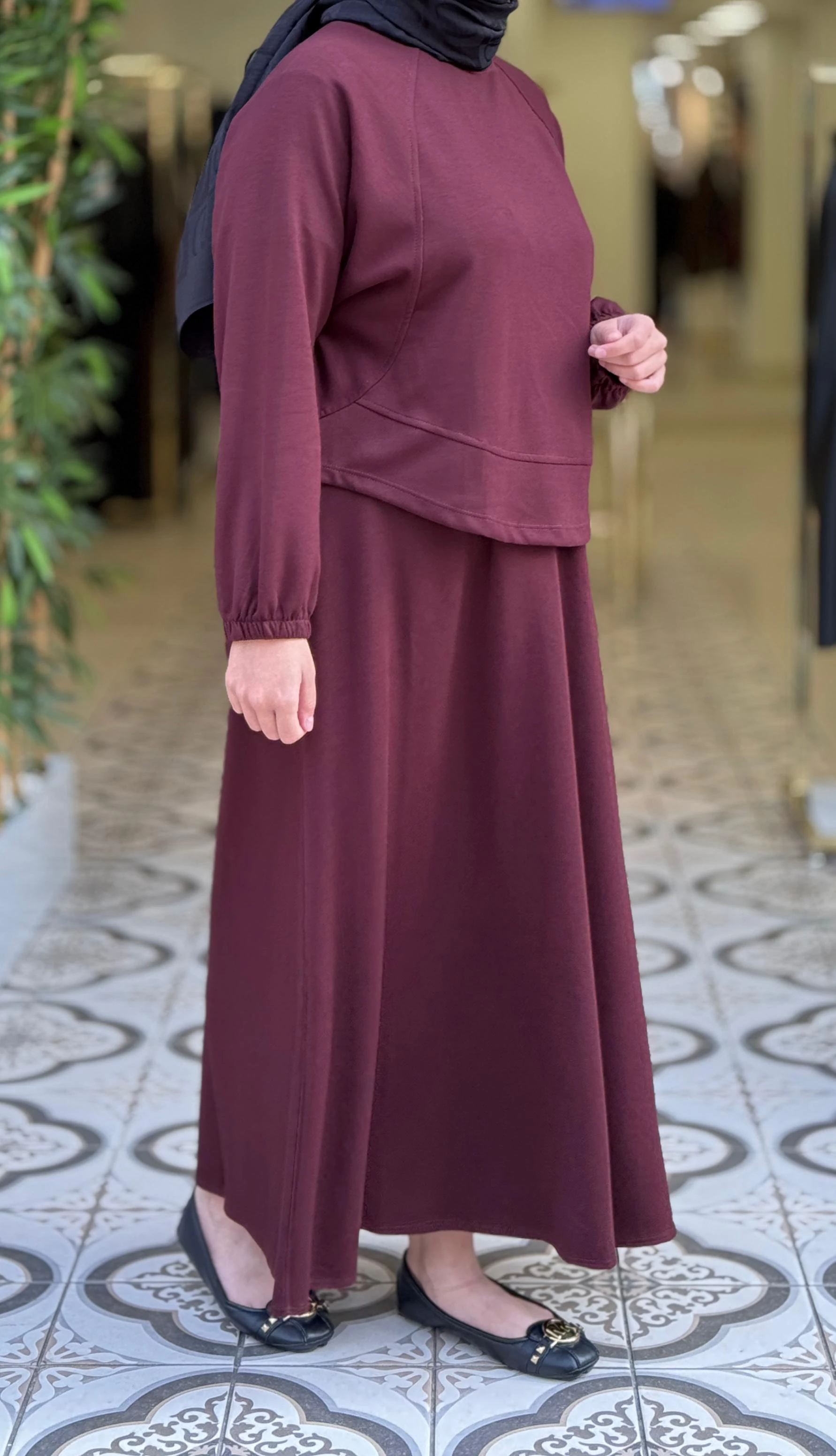 MİRALAY ETEKLİ TAKIM - BORDO