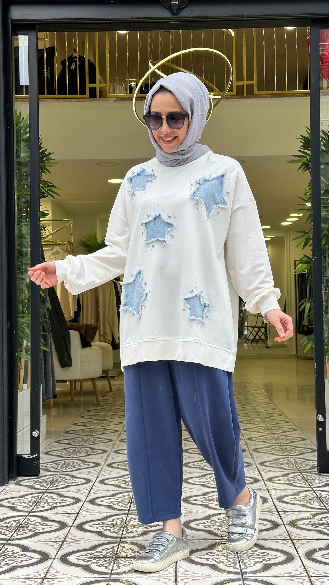 YILDIZ KOT DETAYLI SWEAT