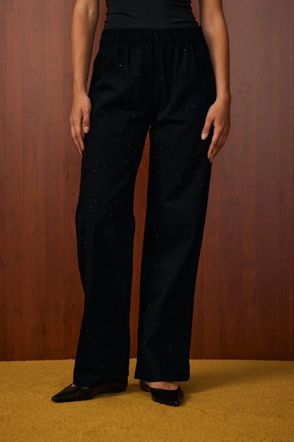 MERWİSH PALAZZO TAŞLI DENİM - SİYAH