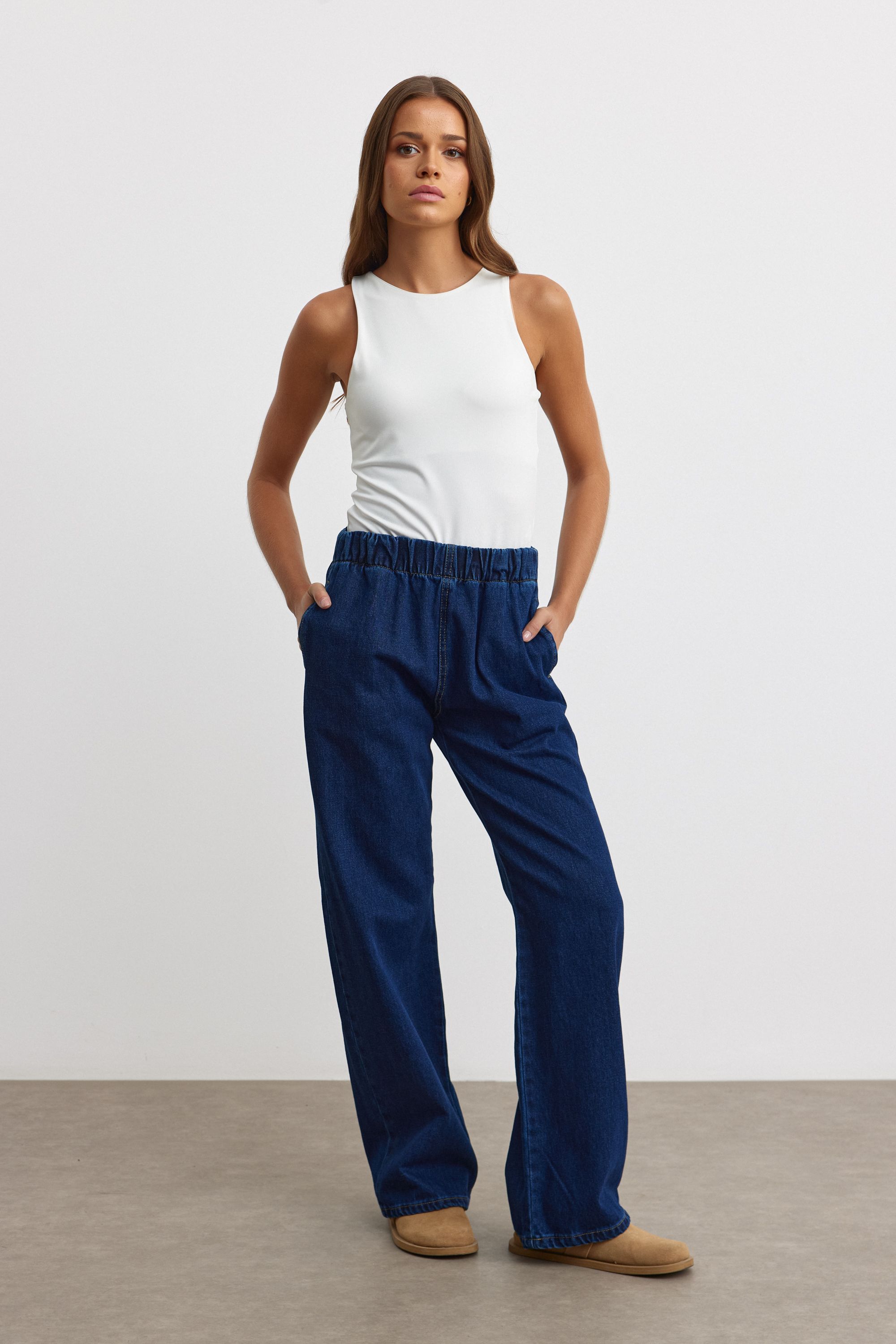 PLAZZO NEW DENİM PANTOLON - LACİVERT