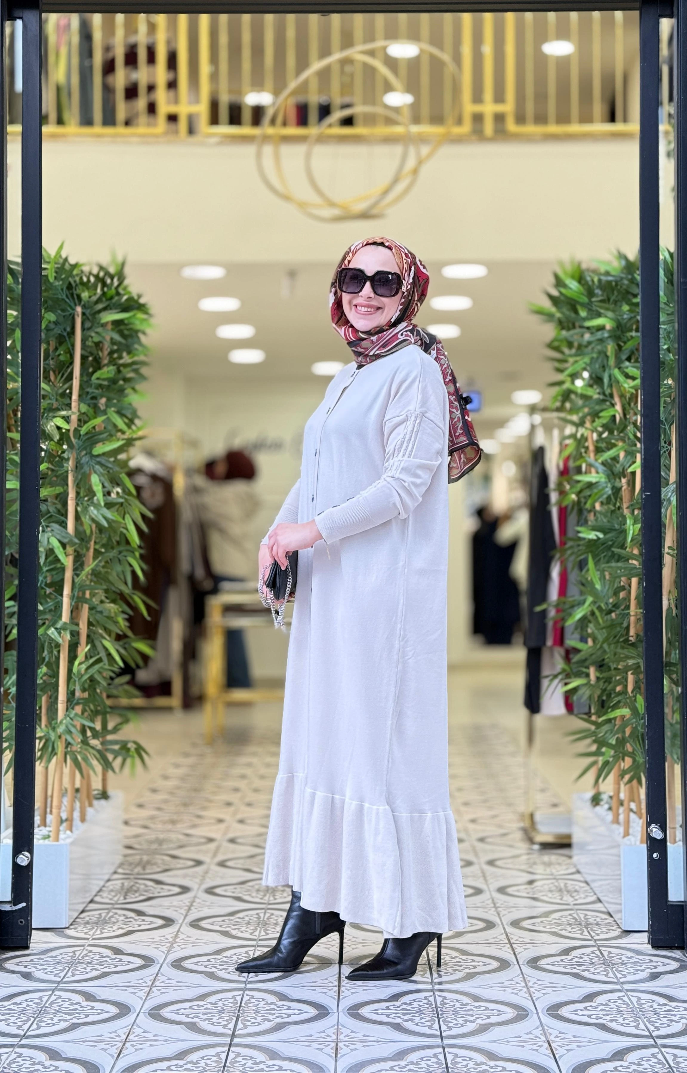 KNIT SAWARA ELBİSE - BEJ