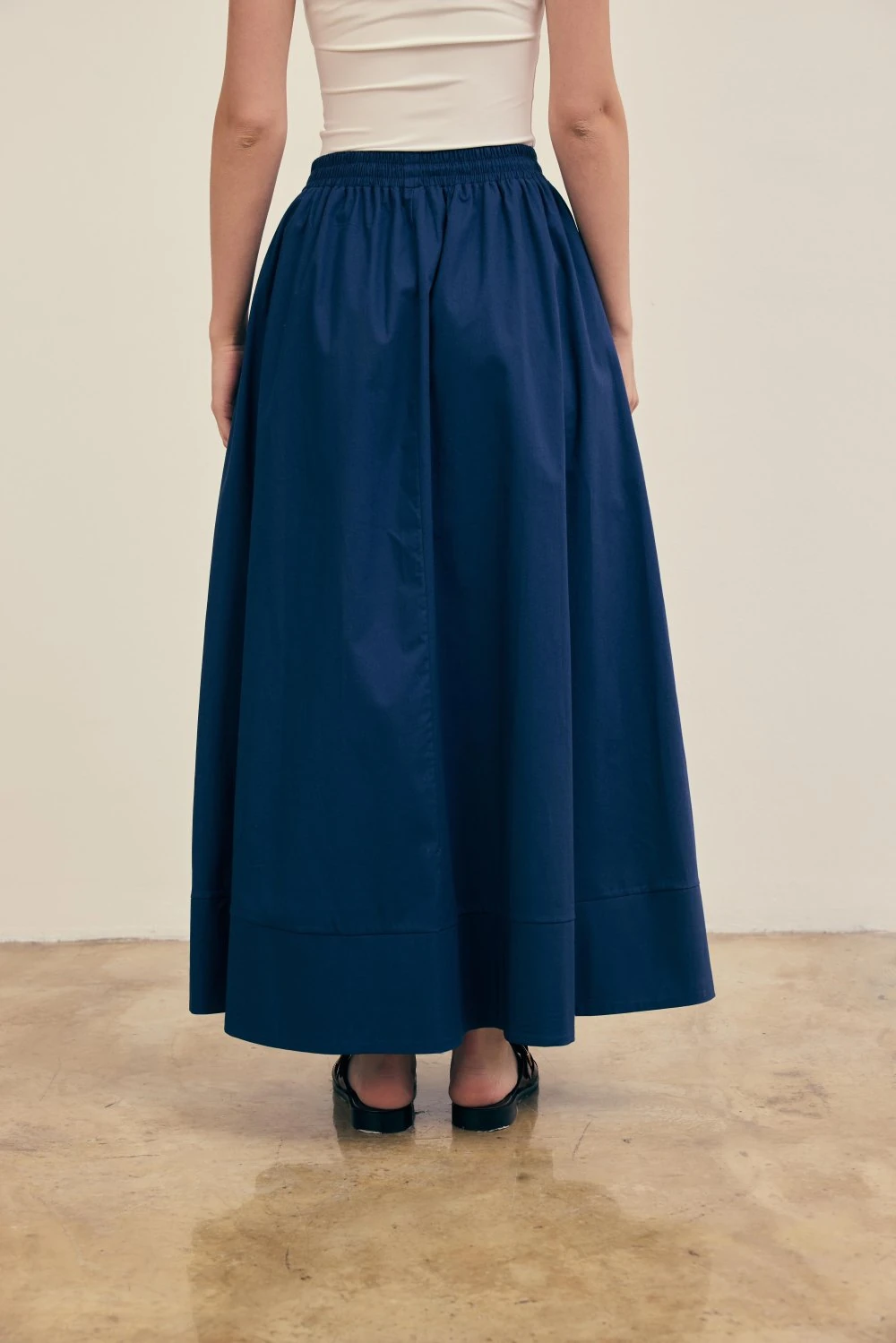 MERWİSH POPLİN ETEK - LACİVERT