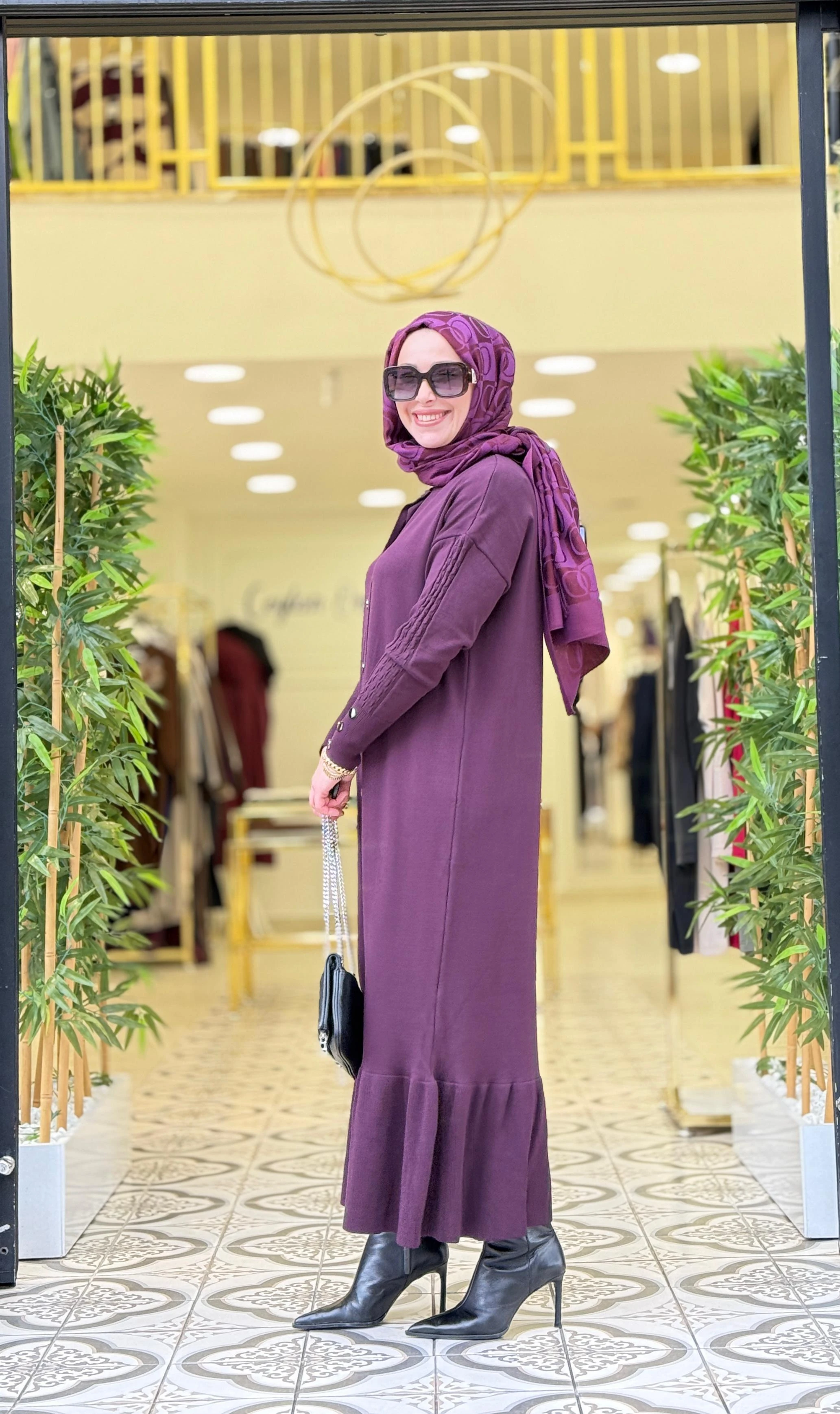 KNIT SAWARA ELBİSE - MÜRDÜN