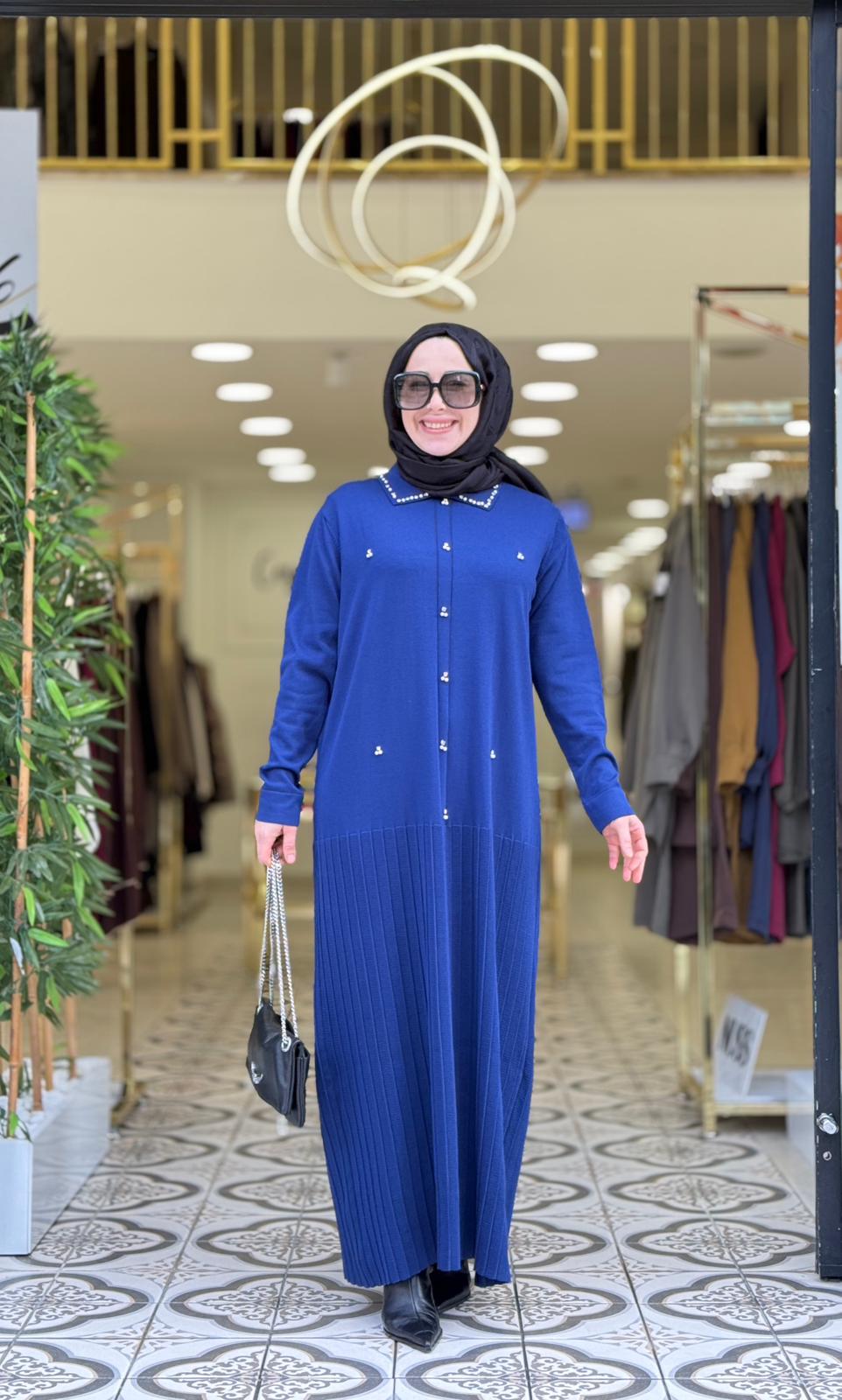 LEYDİ TRİKO ELBİSE - LACİVERT