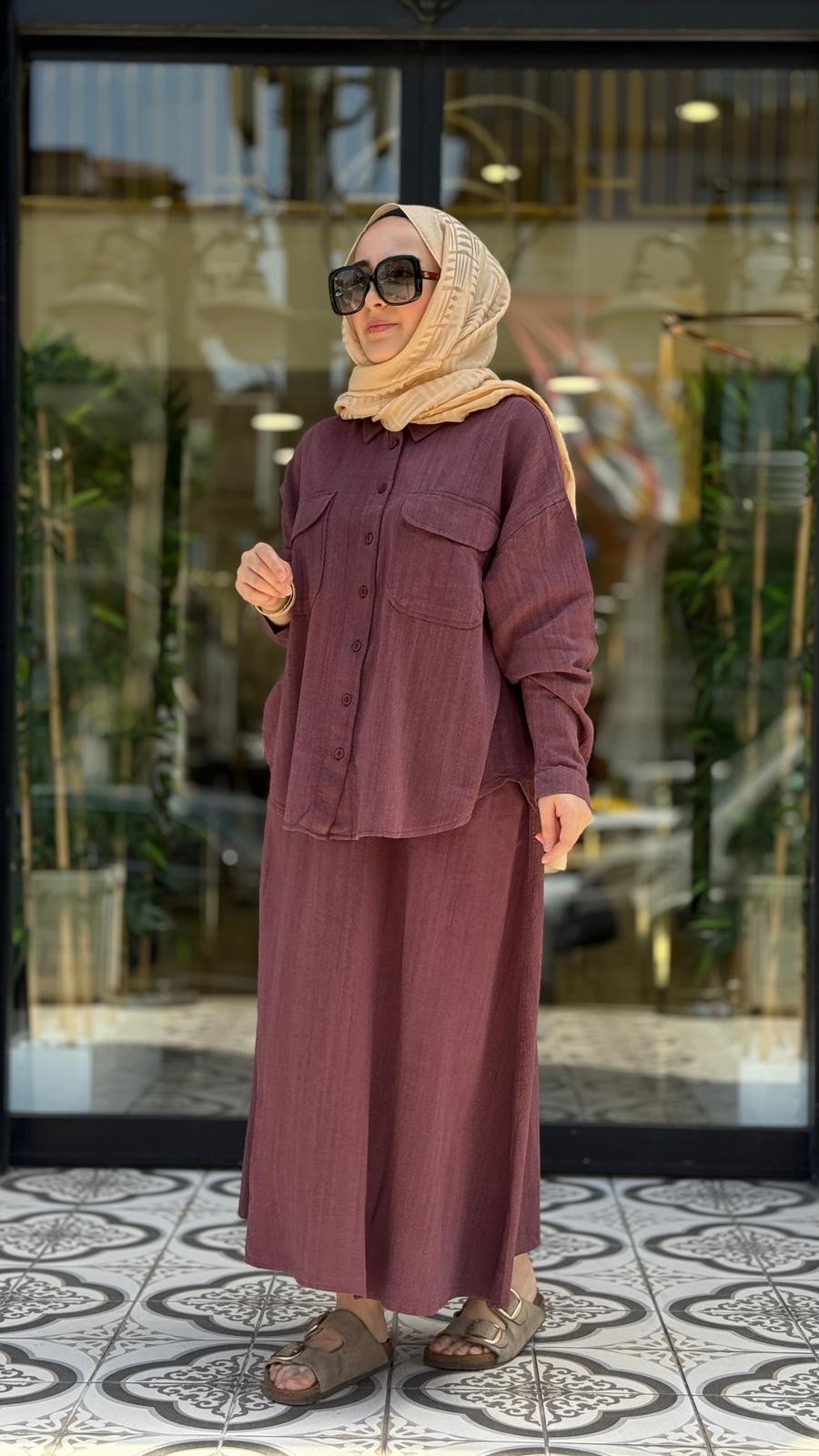 CAROLİN ETEKLİ TAKIM - BORDO