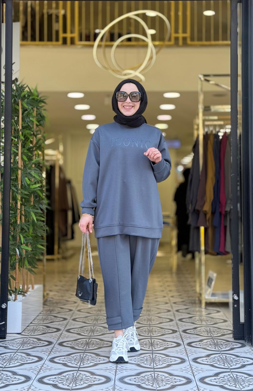 CASEY TAŞ BASKILI TAKIM - ANTRASİT