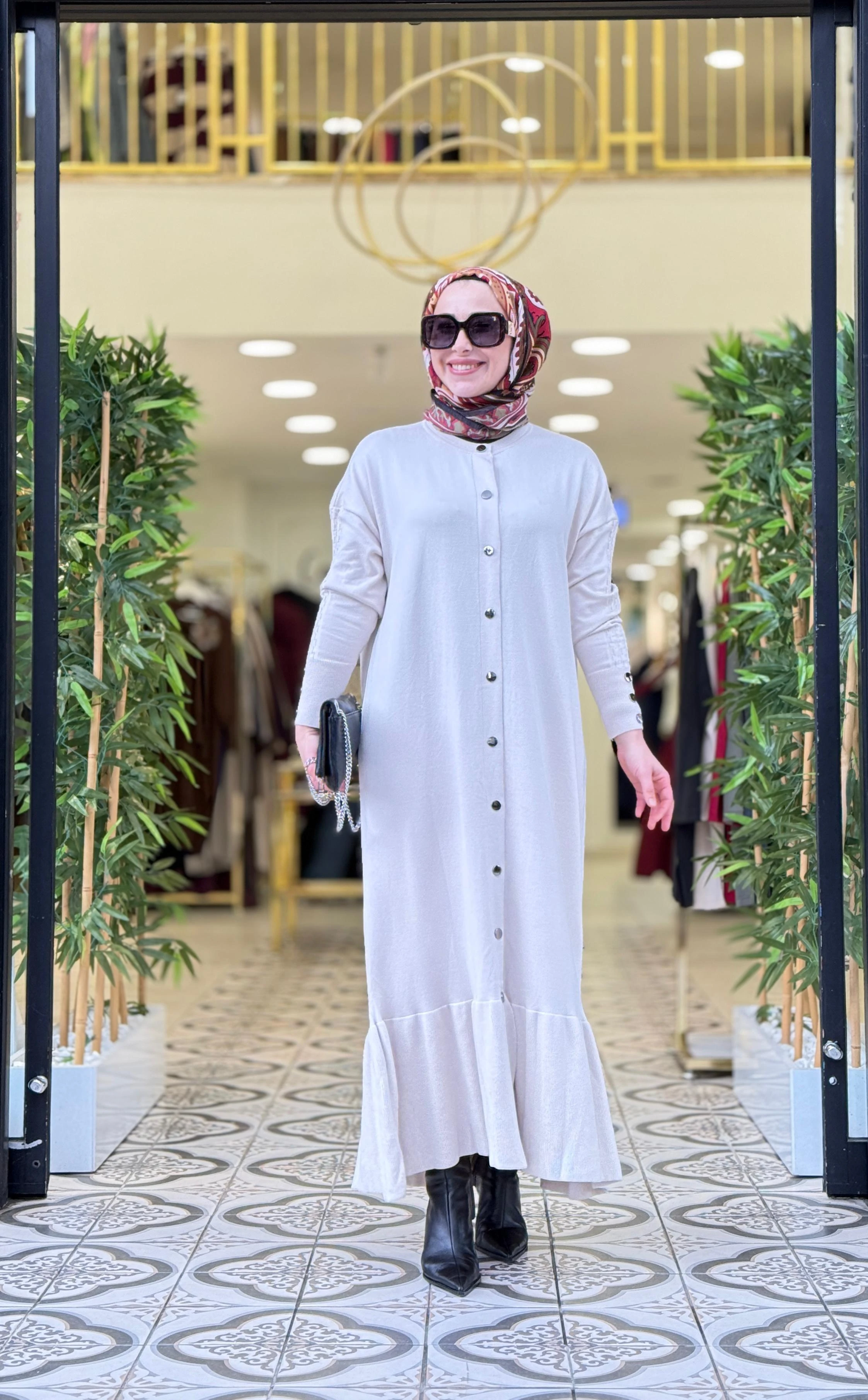 KNIT SAWARA ELBİSE - BEJ