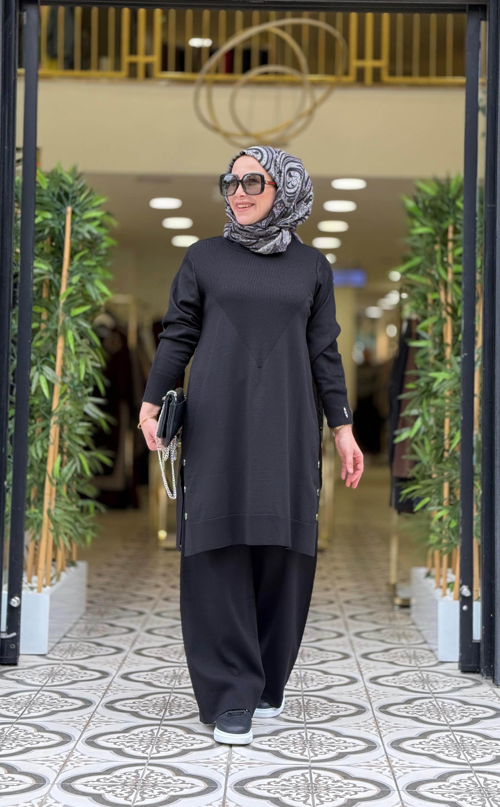 AHU PANTOLON TRİKO TAKIM - SİYAH