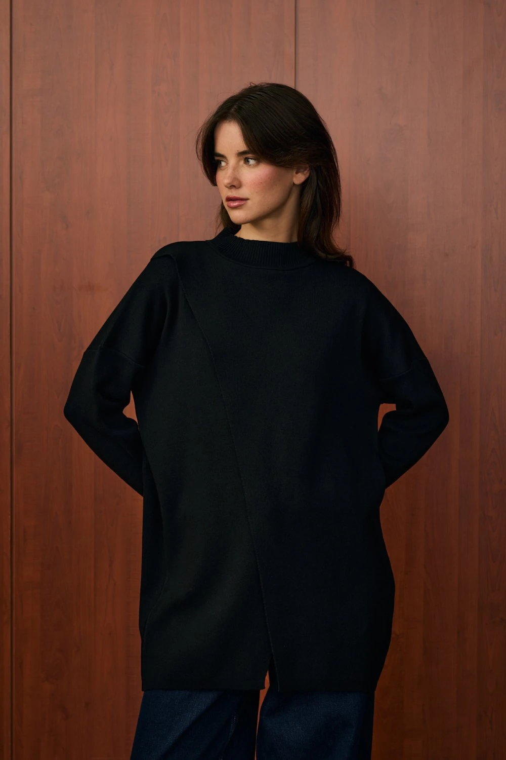 MERWİSH MAKAS TRİKO TUNİK - SİYAH