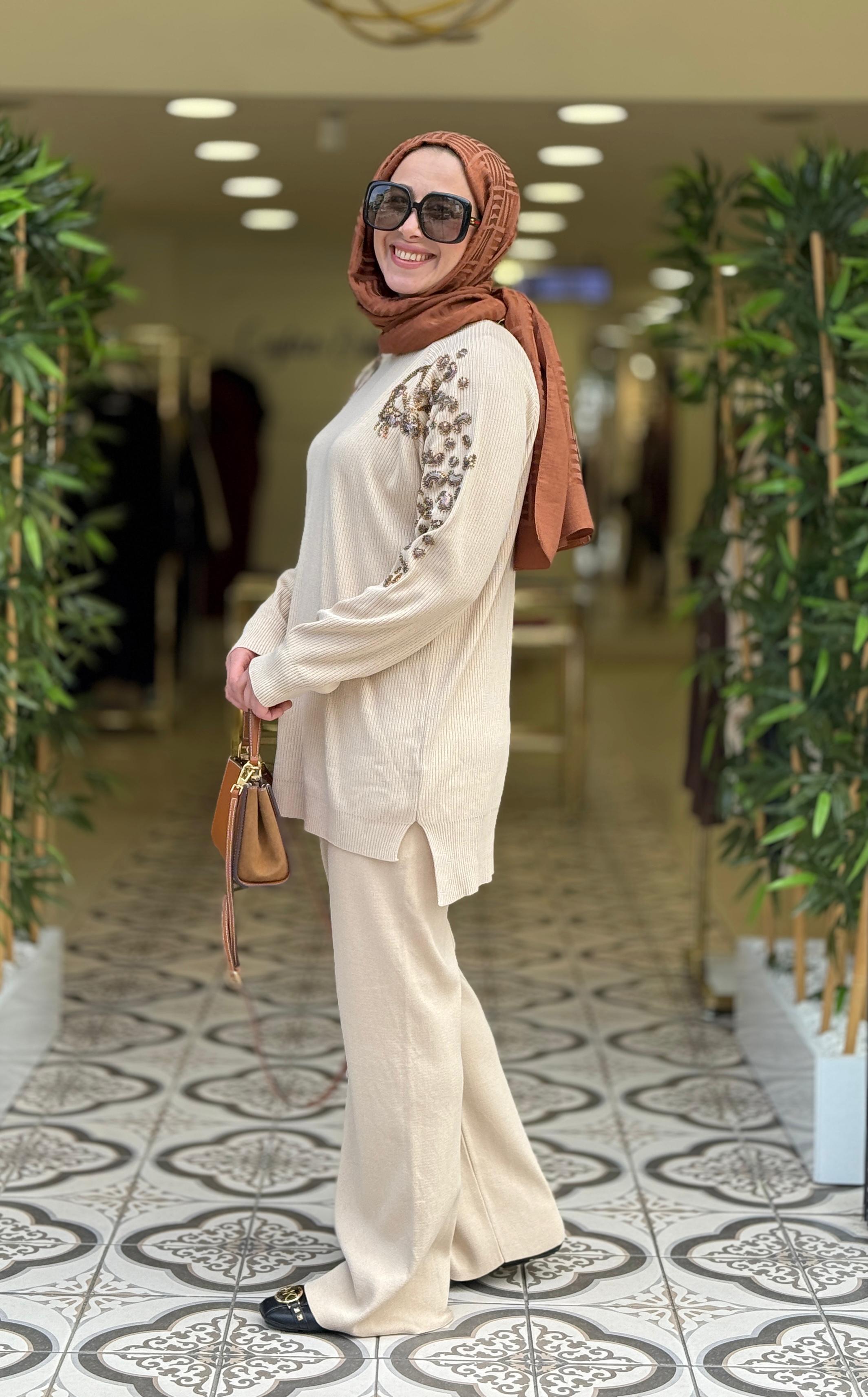 DAFNA TRİKO PANTOLON TAKIM - TAŞ