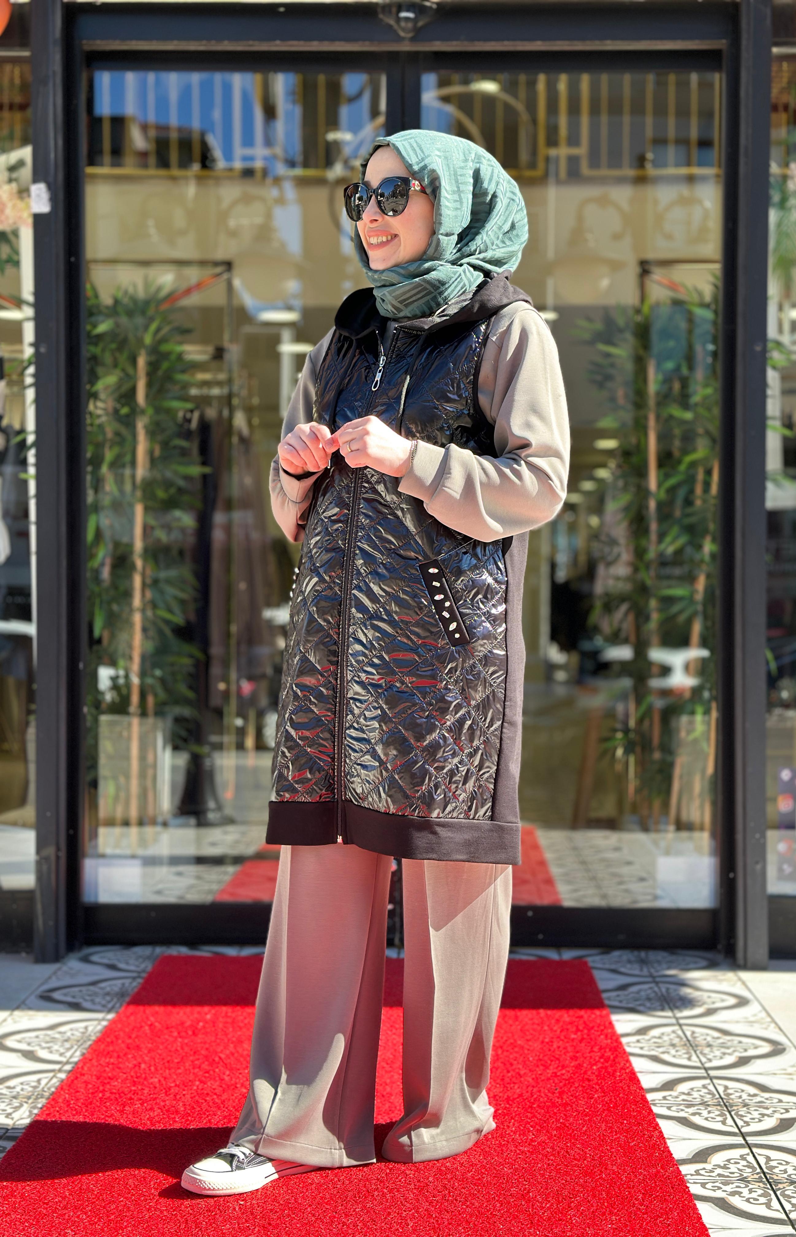 SHENO TAŞLI YELEK - SİYAH