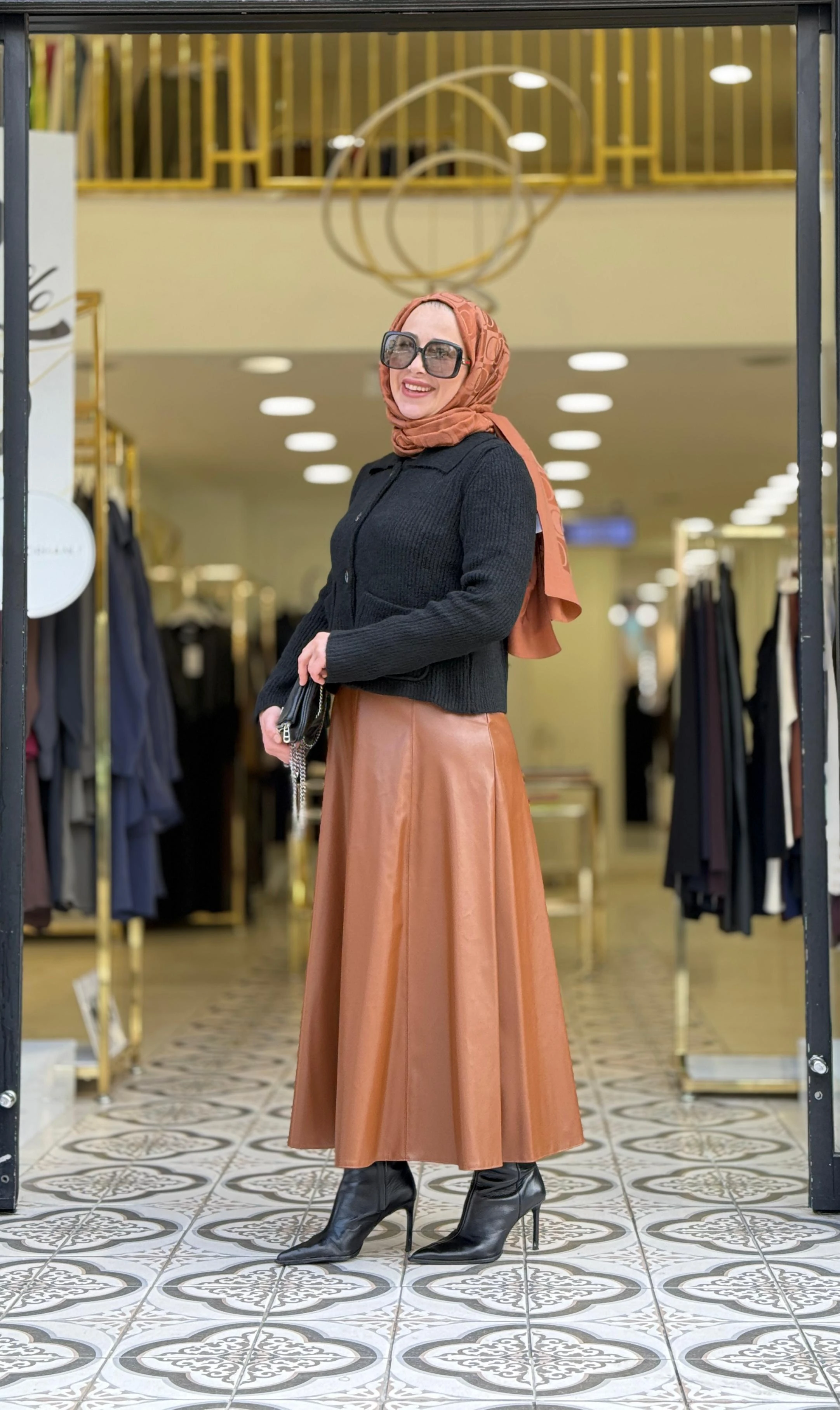 İNNA DERİ ETEK - KAHVE