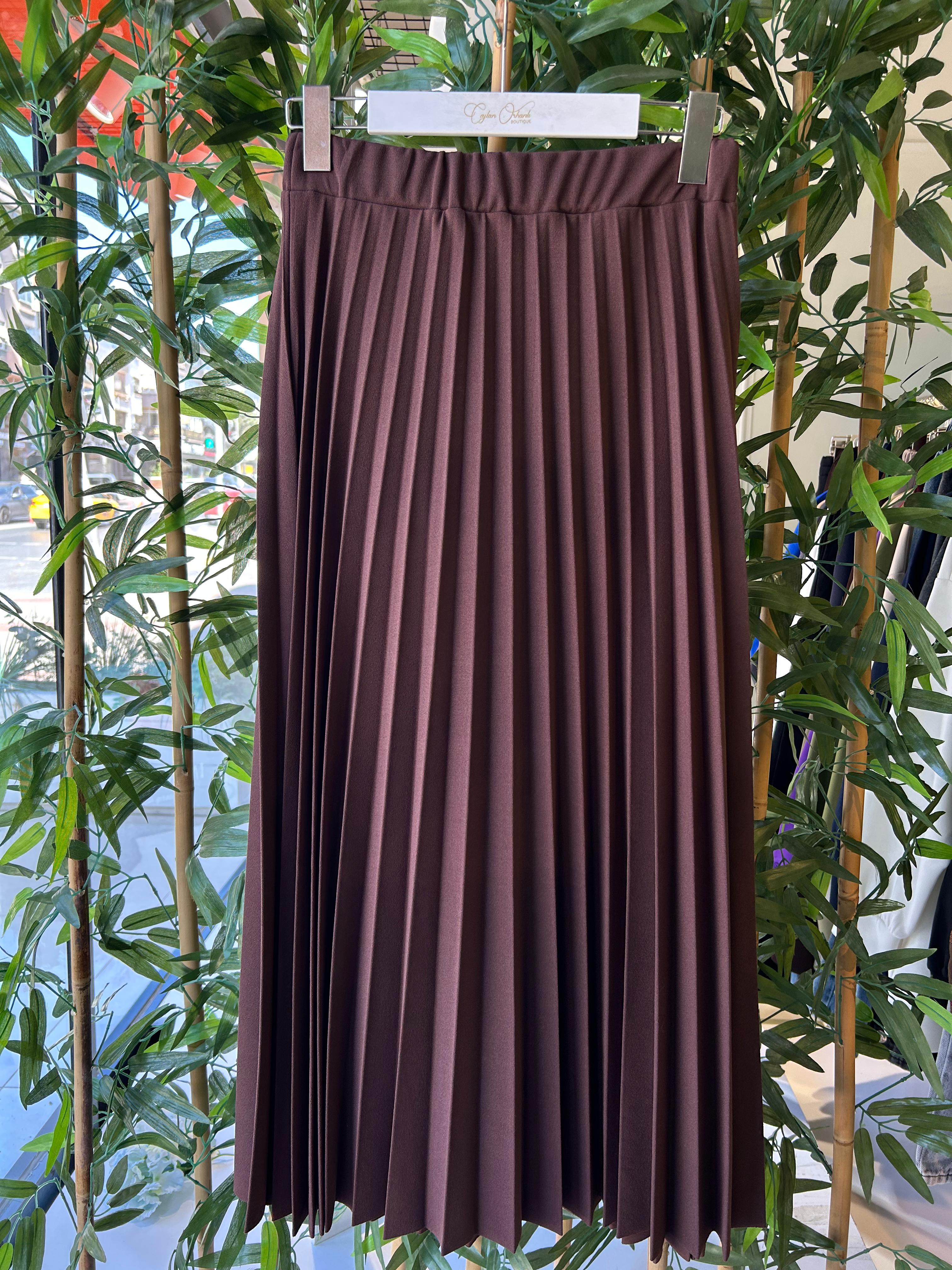 PİLİSE ETEK - KAHVE