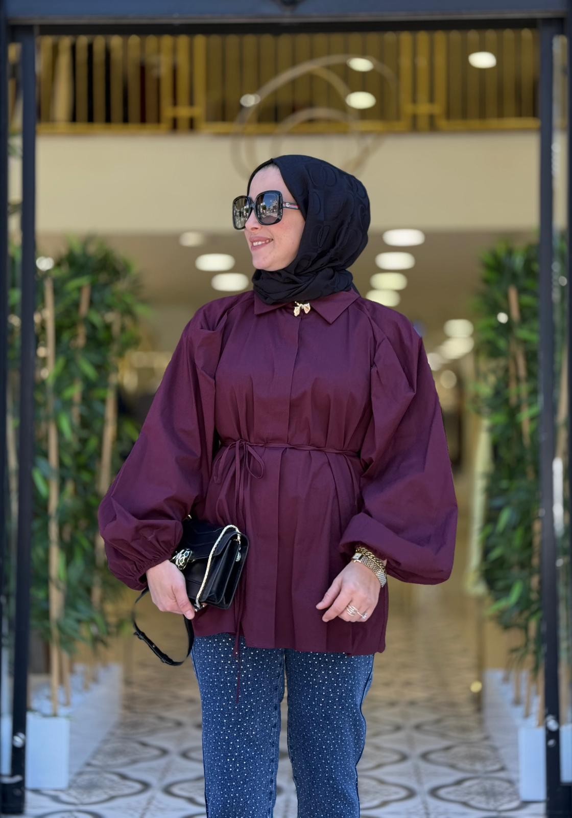MERWİSH BALERİN GÖMLEK - BORDO