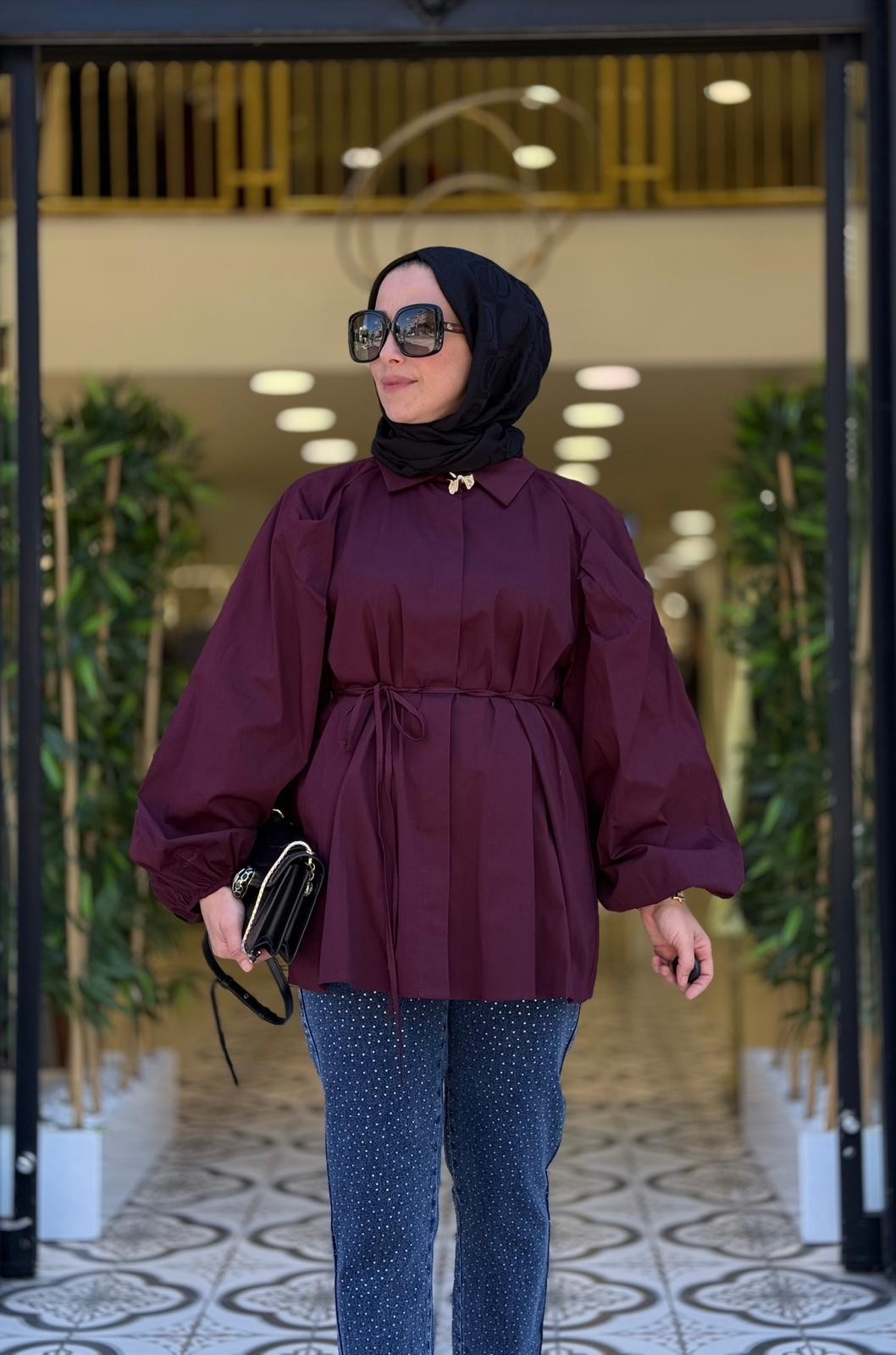 MERWİSH BALERİN GÖMLEK - BORDO
