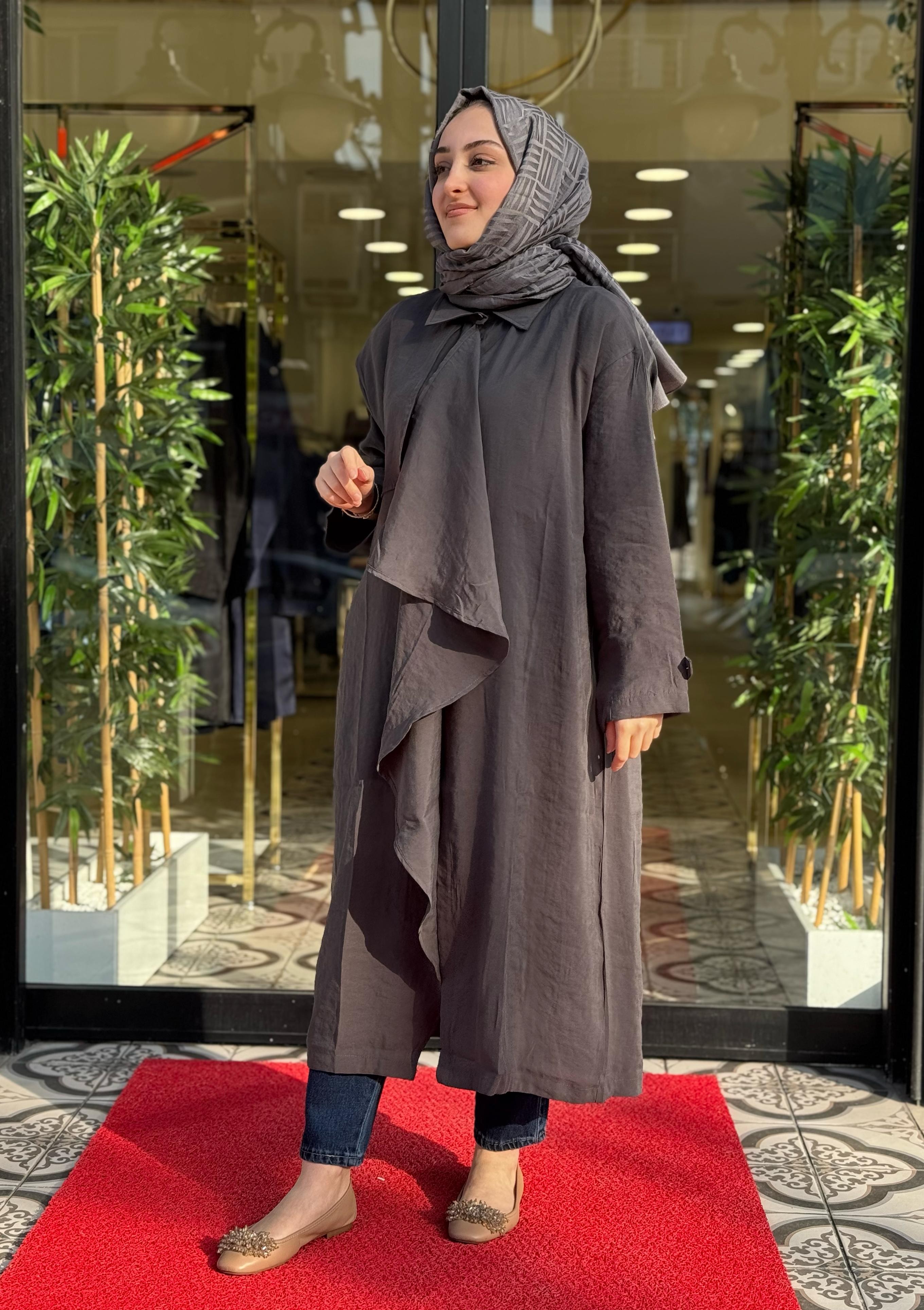 ŞAL YAKA UZUN GÖMLEK