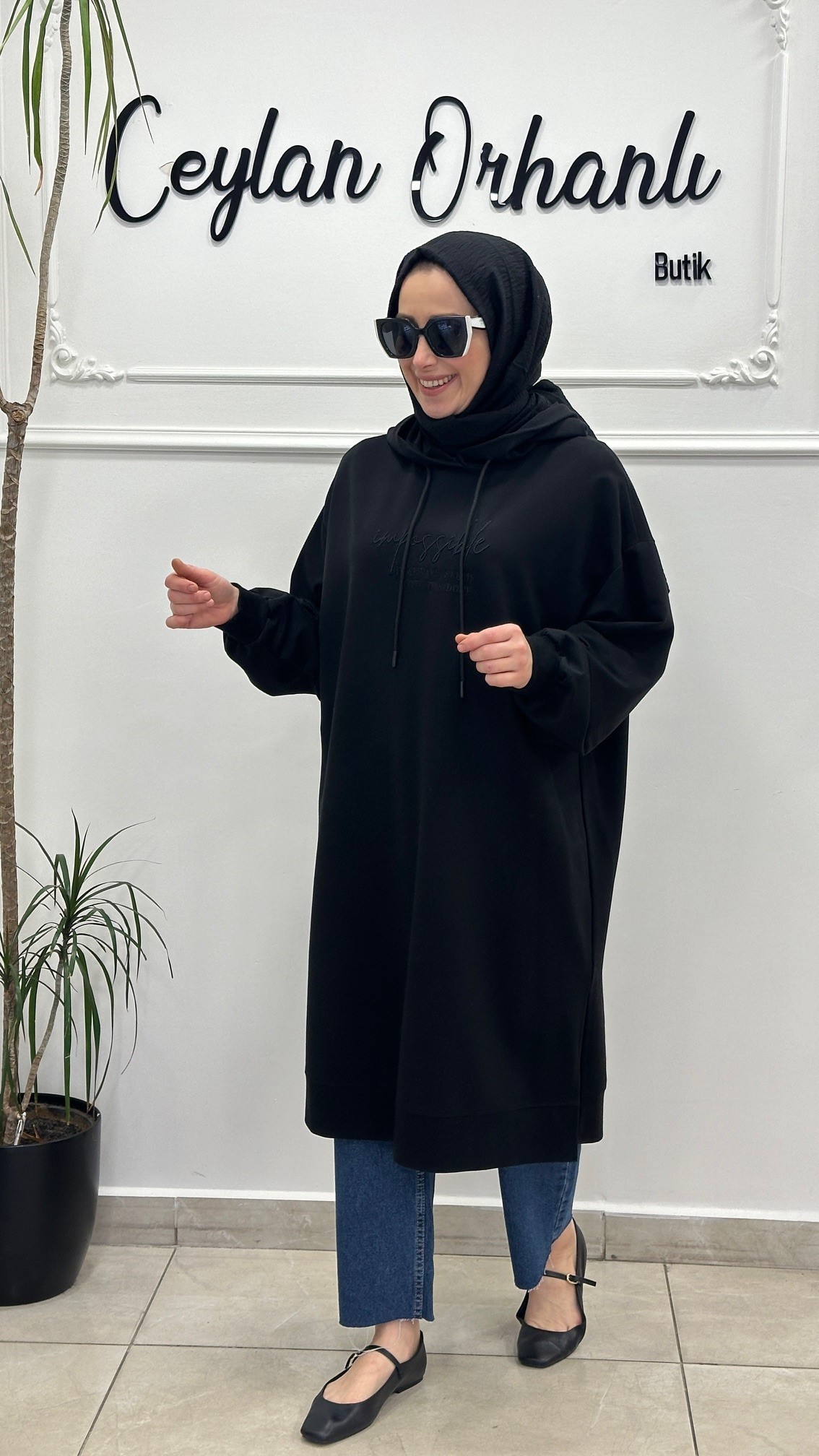 İMPOSSİBLE NAKIŞLI UZUN SWEAT