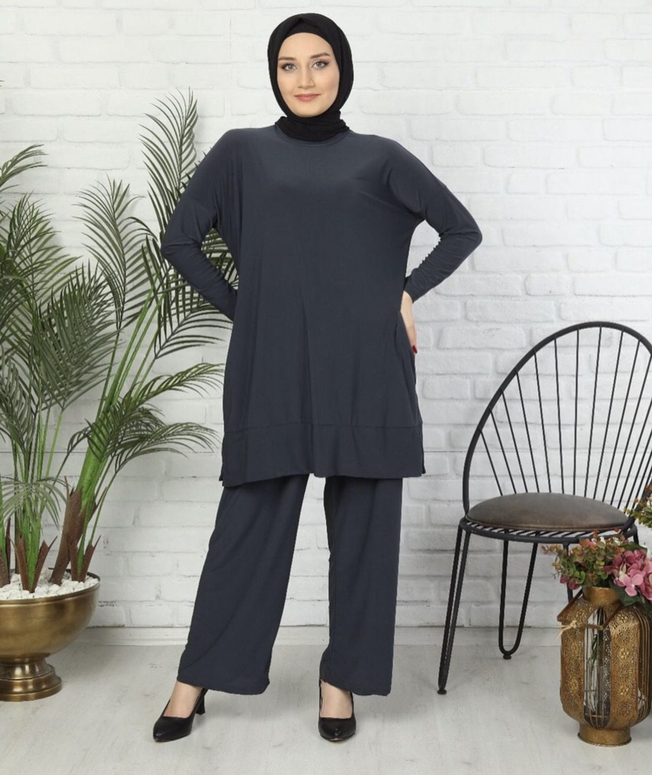 YANLARI CEPLİ TAKIM - ANTRASİT