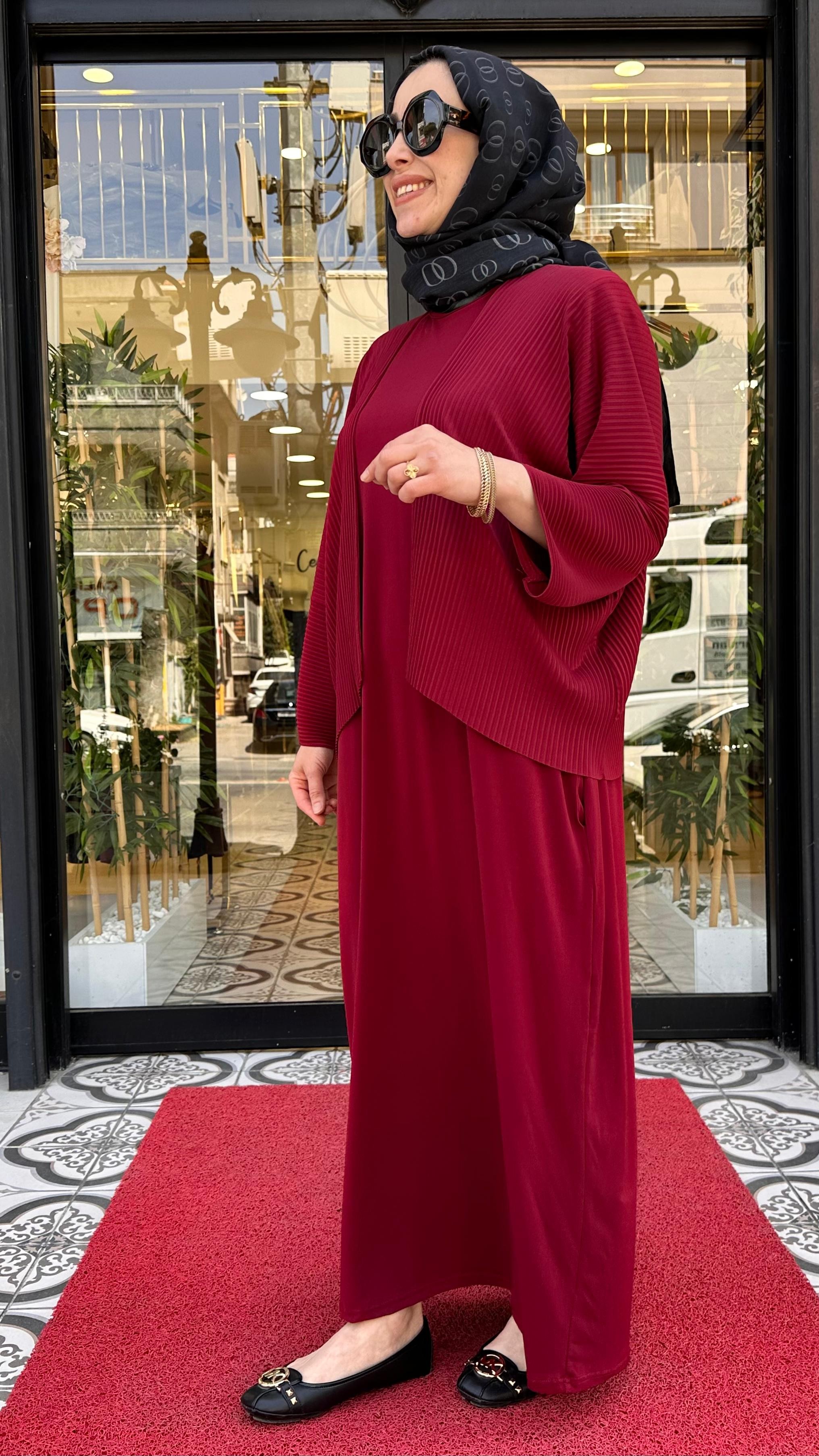 MERWİSH MOKİ RÜYA ELBİSE - BORDO