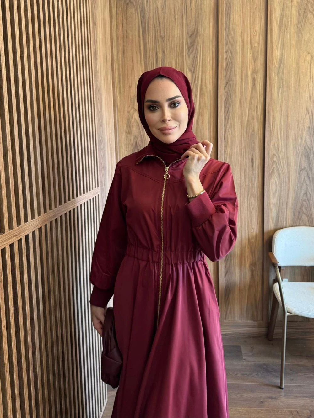 MERWİSH KOLEJ ELBİSE - BORDO