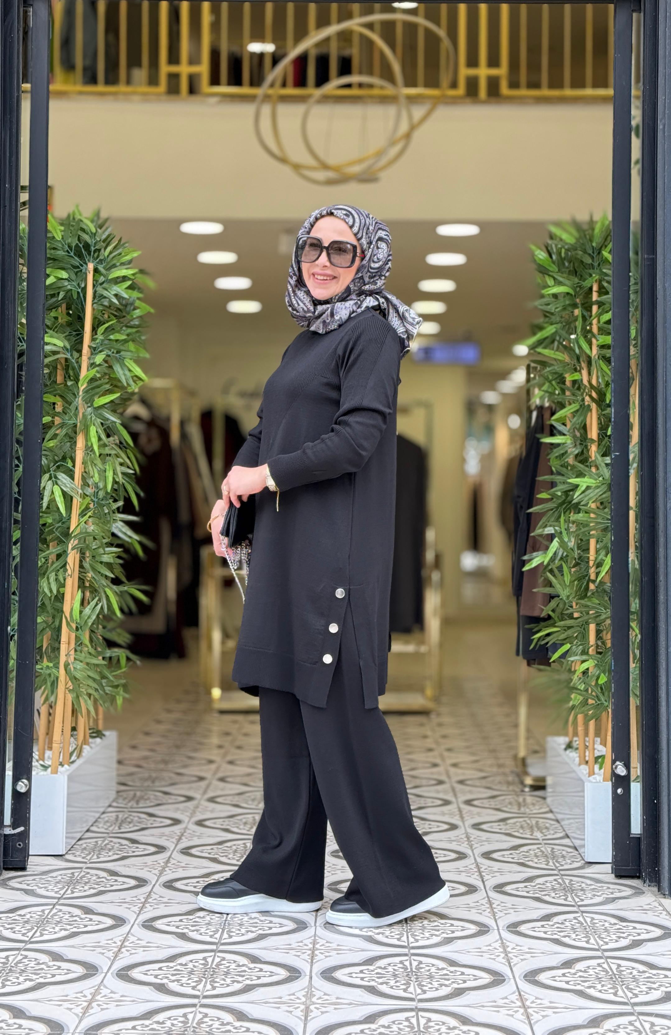 AHU PANTOLON TRİKO TAKIM - SİYAH