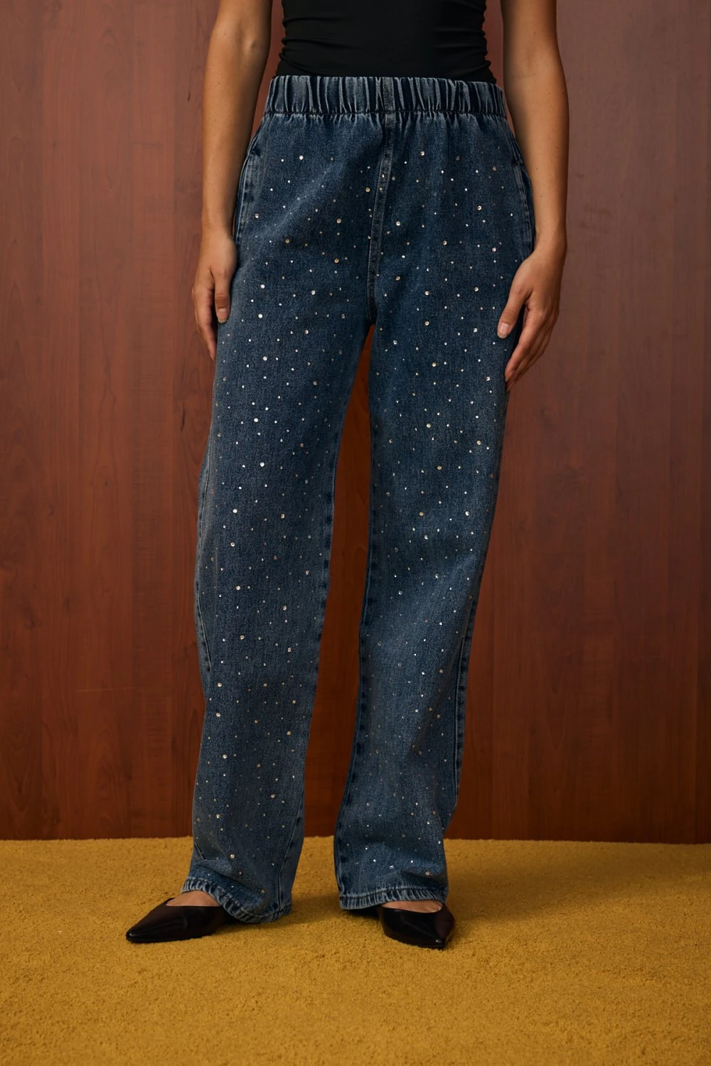 MERWİSH PALAZZO TAŞLI DENİM - KOYU LACİVERT