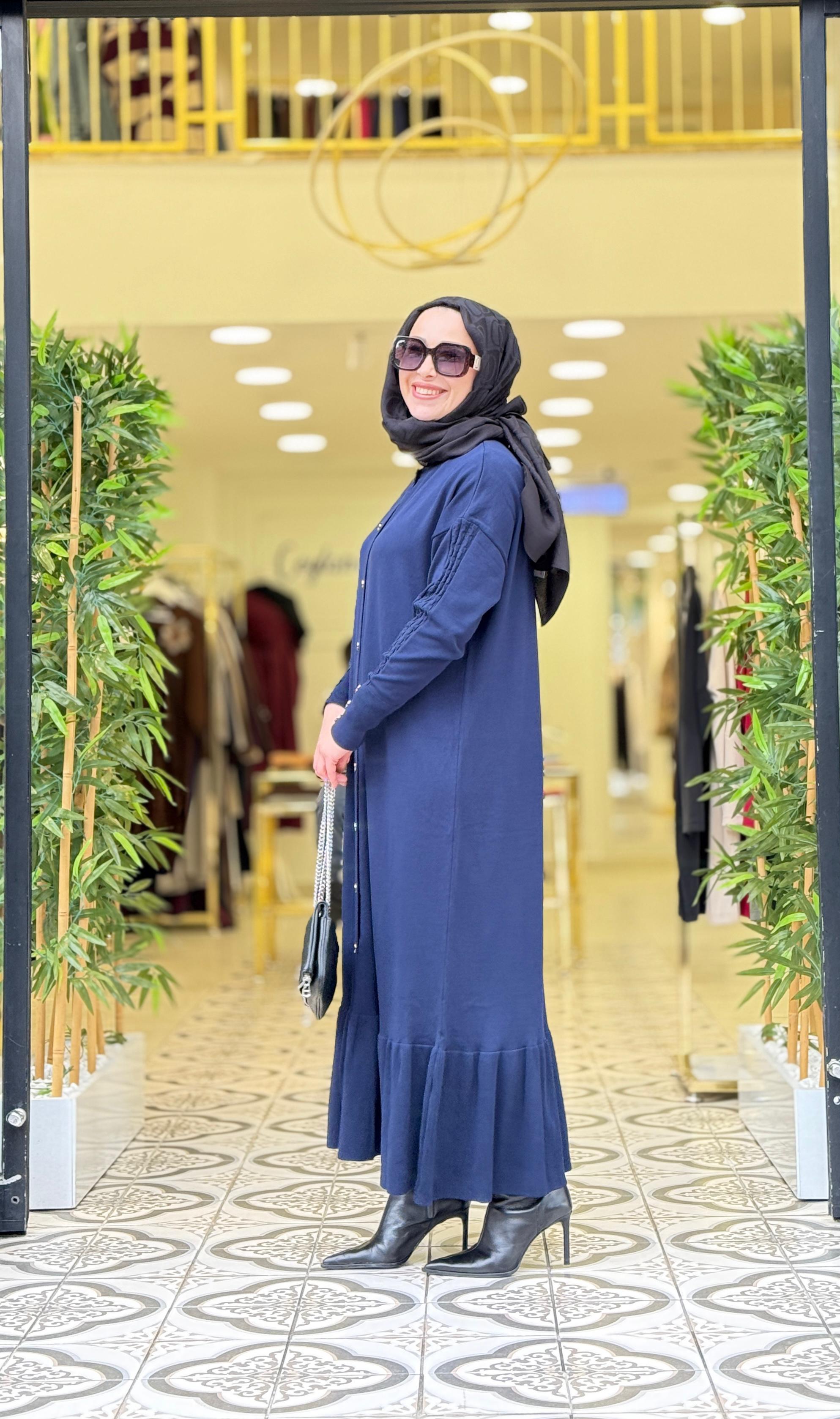 KNIT SAWARA ELBİSE - LACİVERT