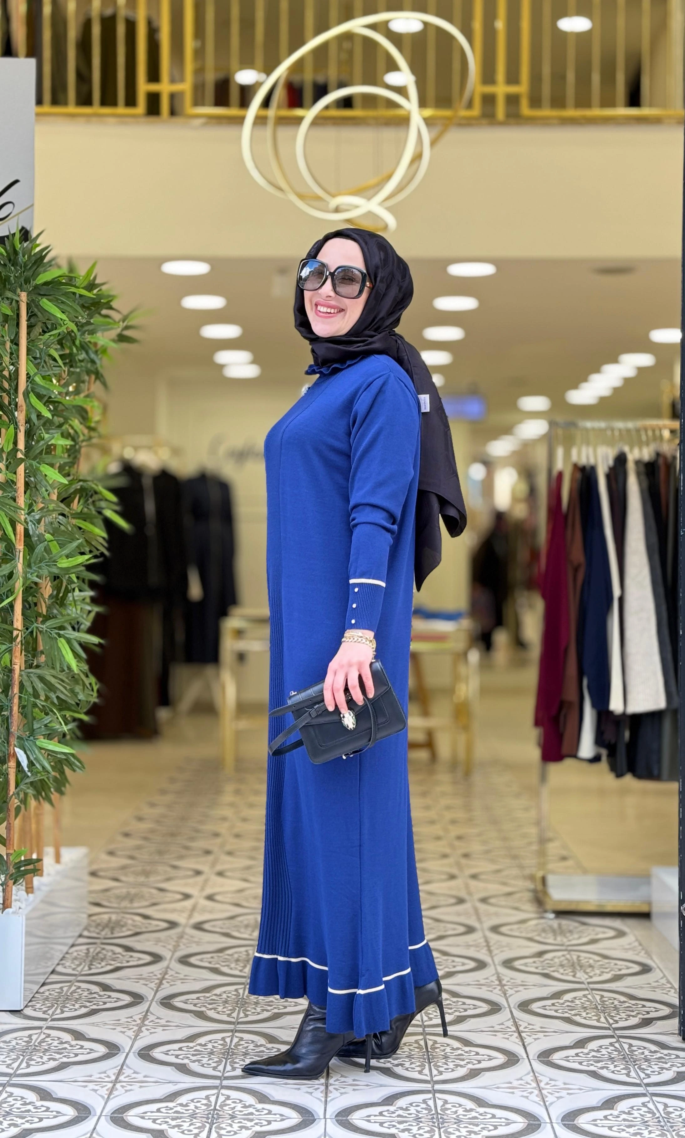 VEVA TRİKO ELBİSE - LACİVERT