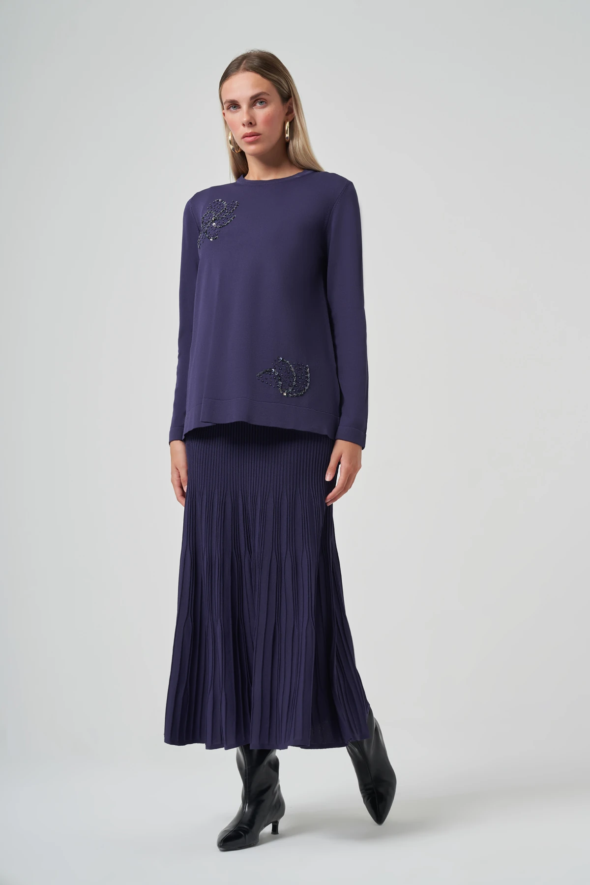 MATİ PULLU ETEKLİ TAKIM - LACİVERT