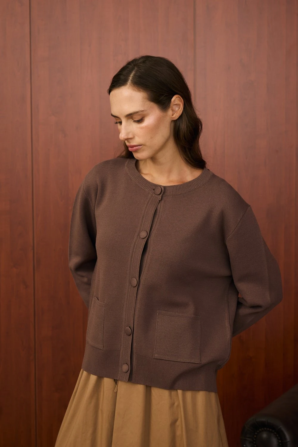 MERWİSH BOMBER MİNİ HIRKA - KAHVE