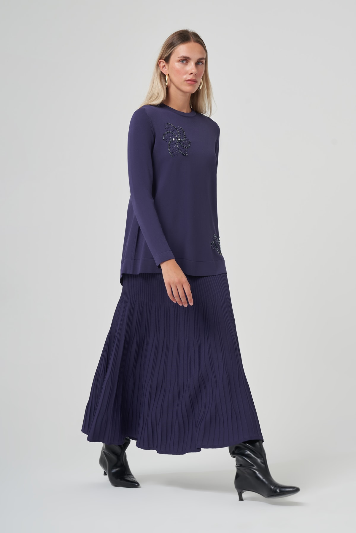 MATİ PULLU ETEKLİ TAKIM - LACİVERT